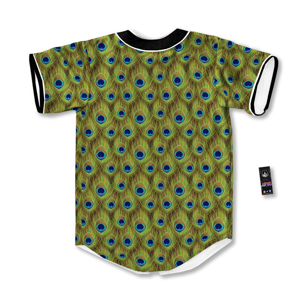 Peacock Feather Boho Print Pattern Baseball Jersey-grizzshop
