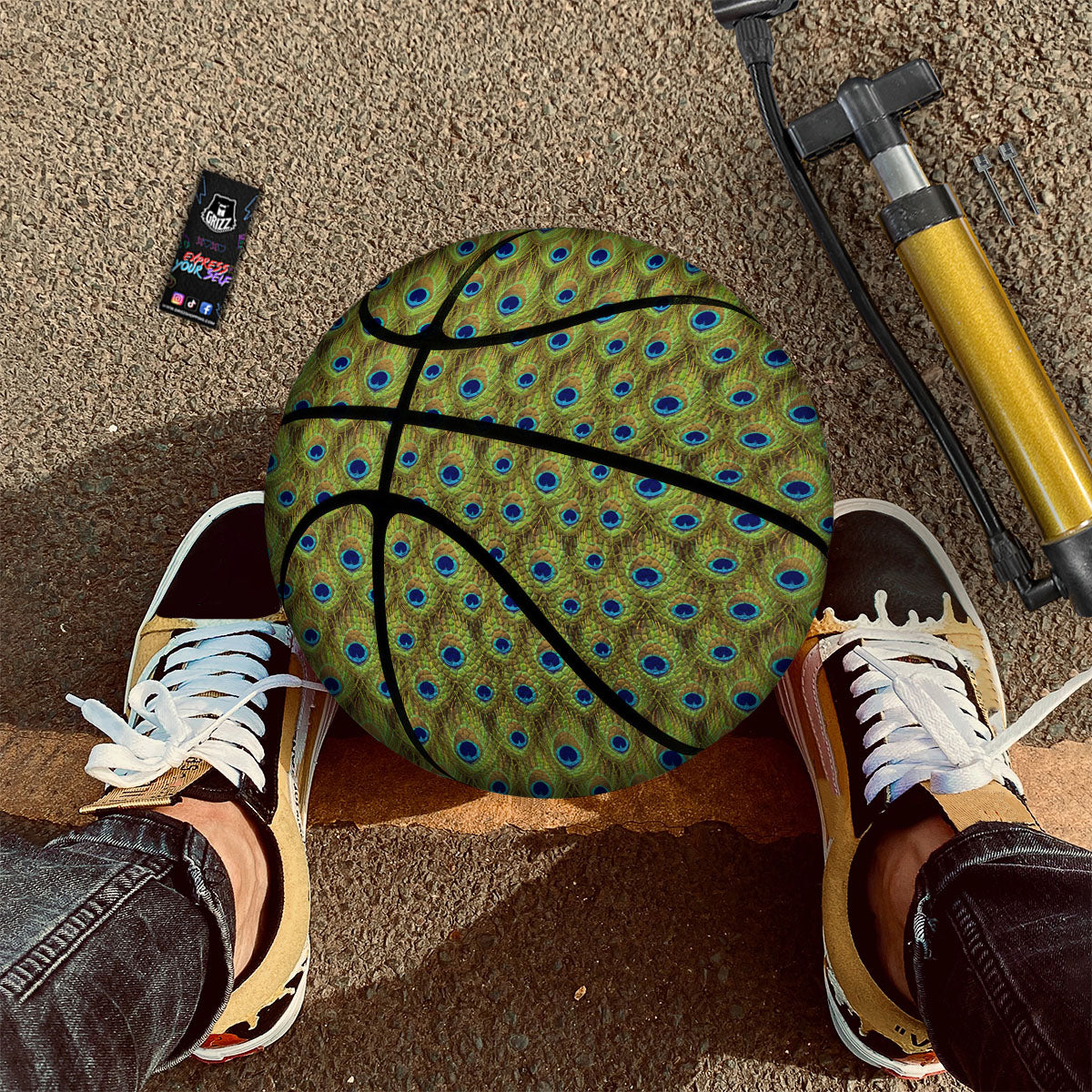 Peacock Feather Boho Print Pattern Basketball-grizzshop