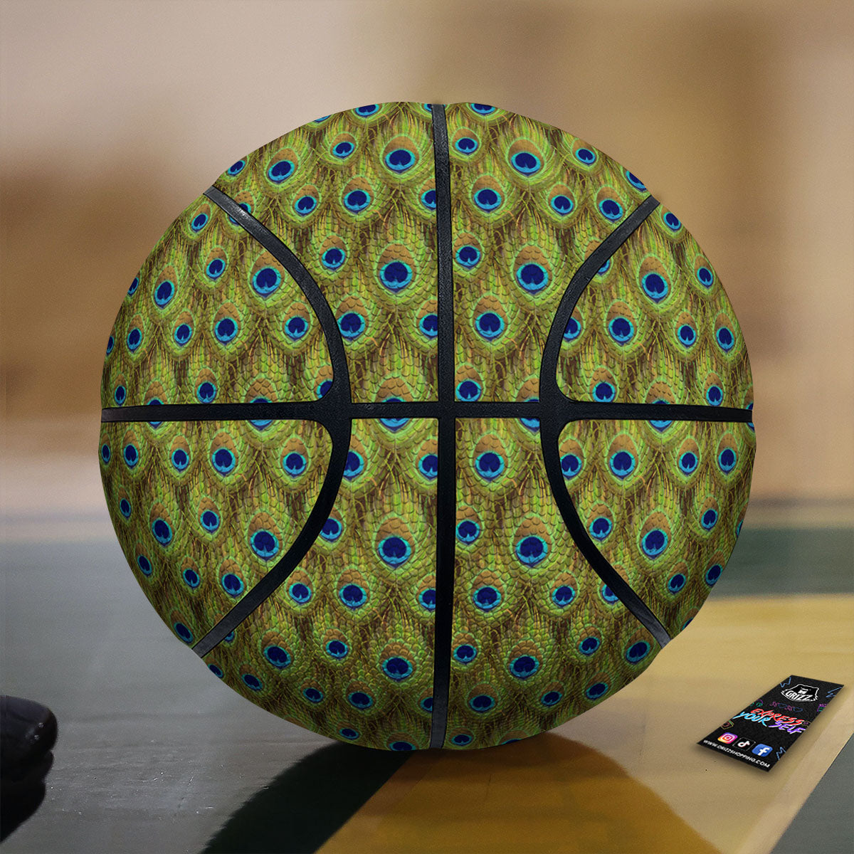 Peacock Feather Boho Print Pattern Basketball-grizzshop