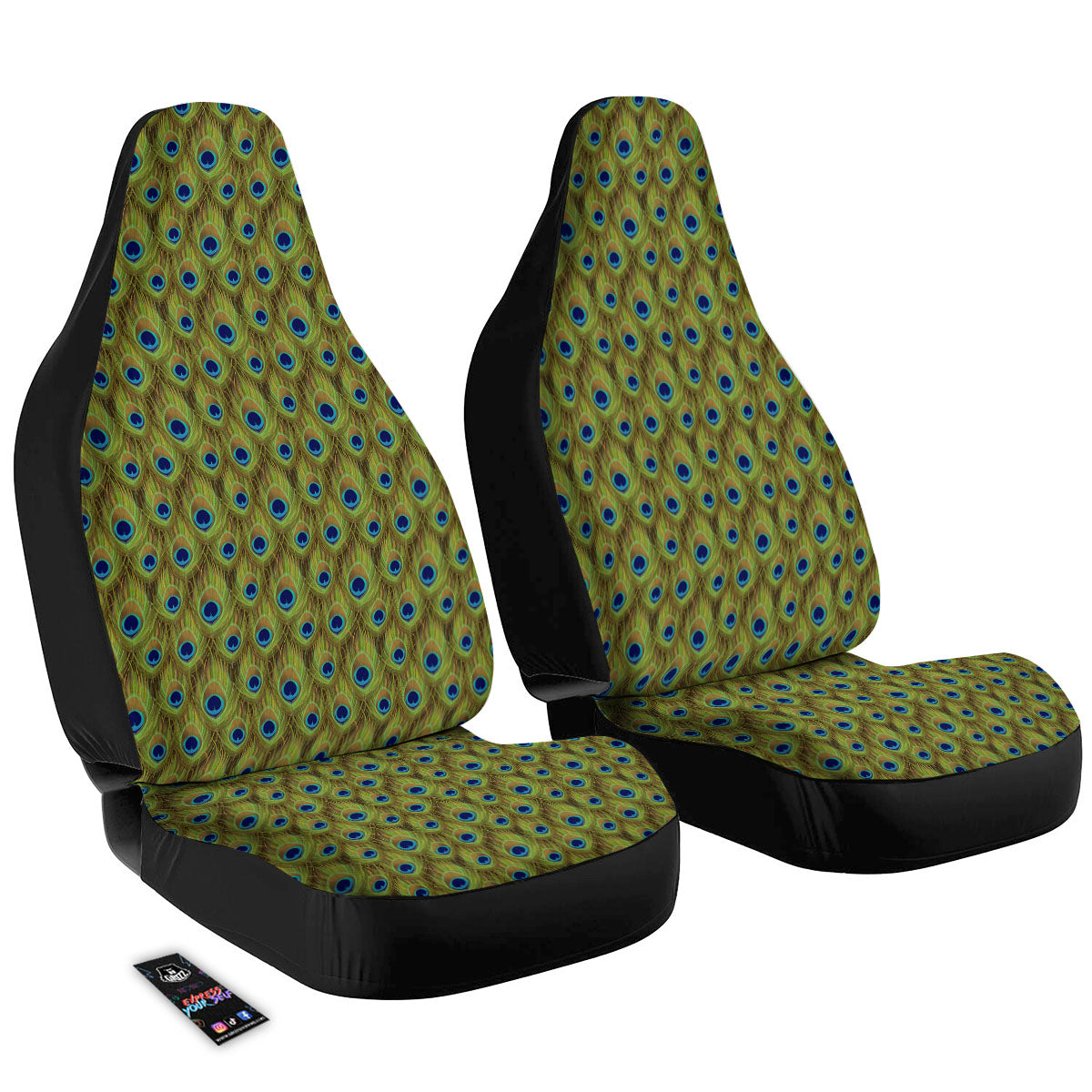 Peacock Feather Boho Print Pattern Car Seat Covers-grizzshop