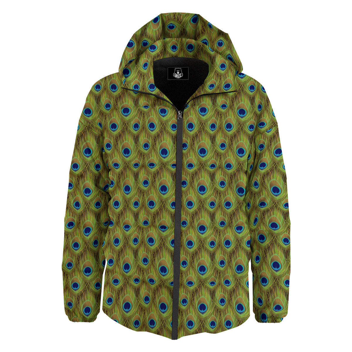 Peacock Feather Boho Print Pattern Down Jacket-grizzshop