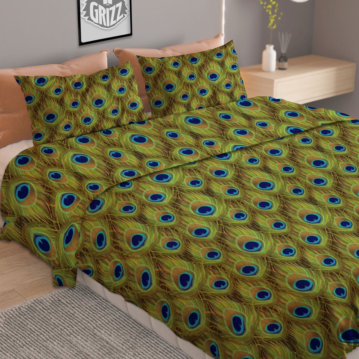 Orange And White Grey Black Argyle Print Duvet Cover Bedding Set
