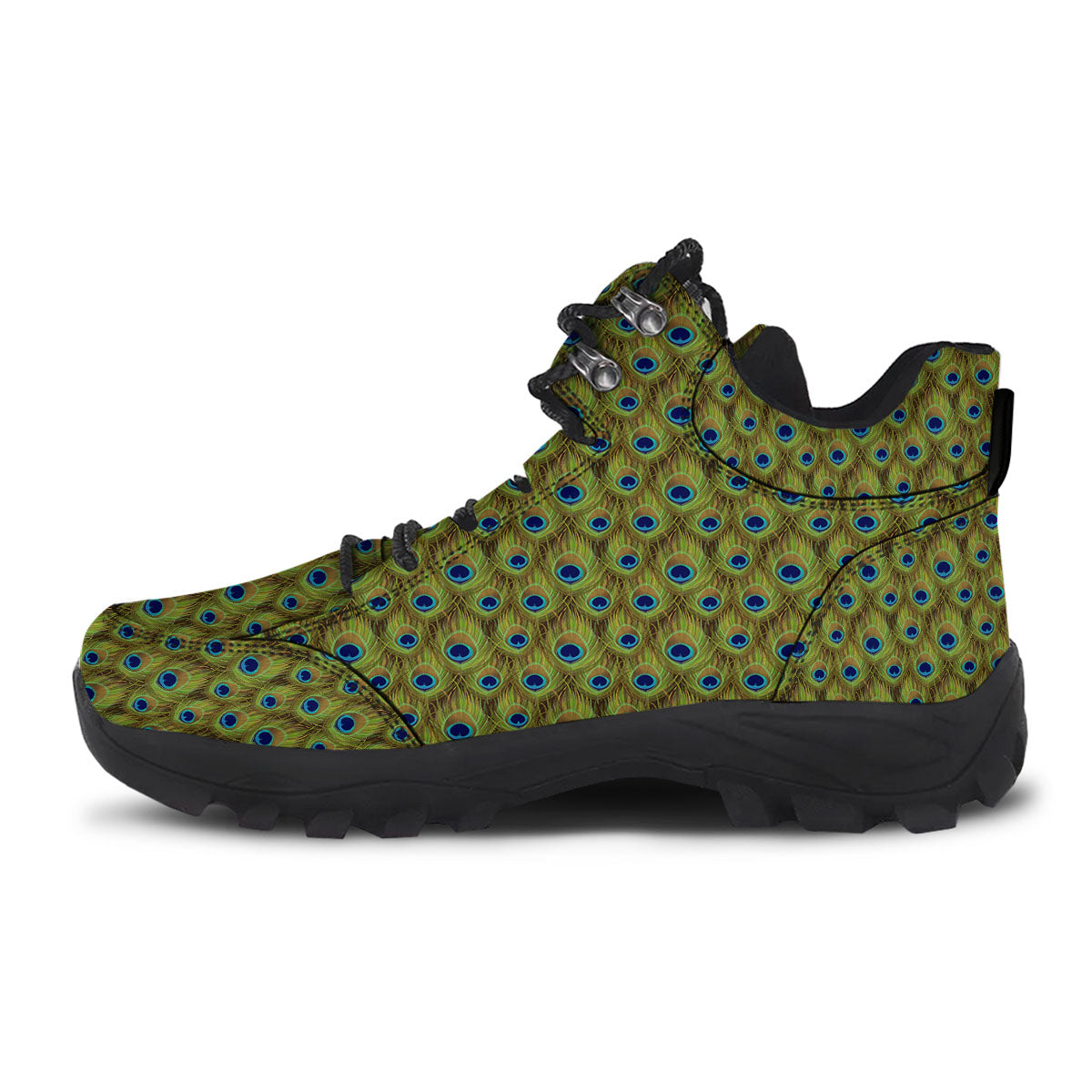 Peacock Feather Boho Print Pattern Hiking Shoes-grizzshop