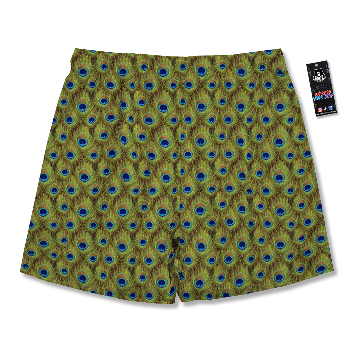 Peacock Feather Boho Print Pattern Men's Running Shorts-grizzshop
