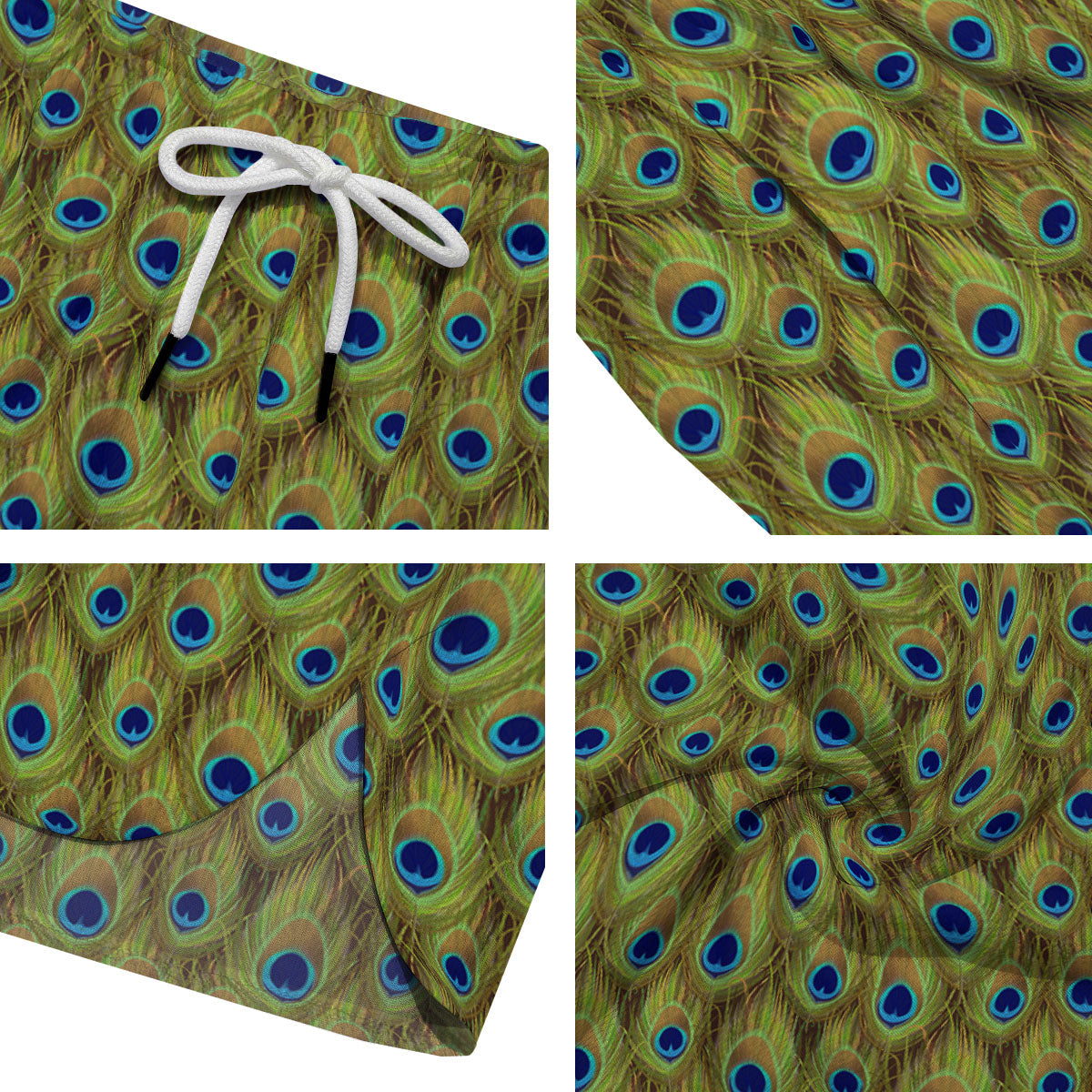 Peacock Feather Boho Print Pattern Men's Running Shorts-grizzshop
