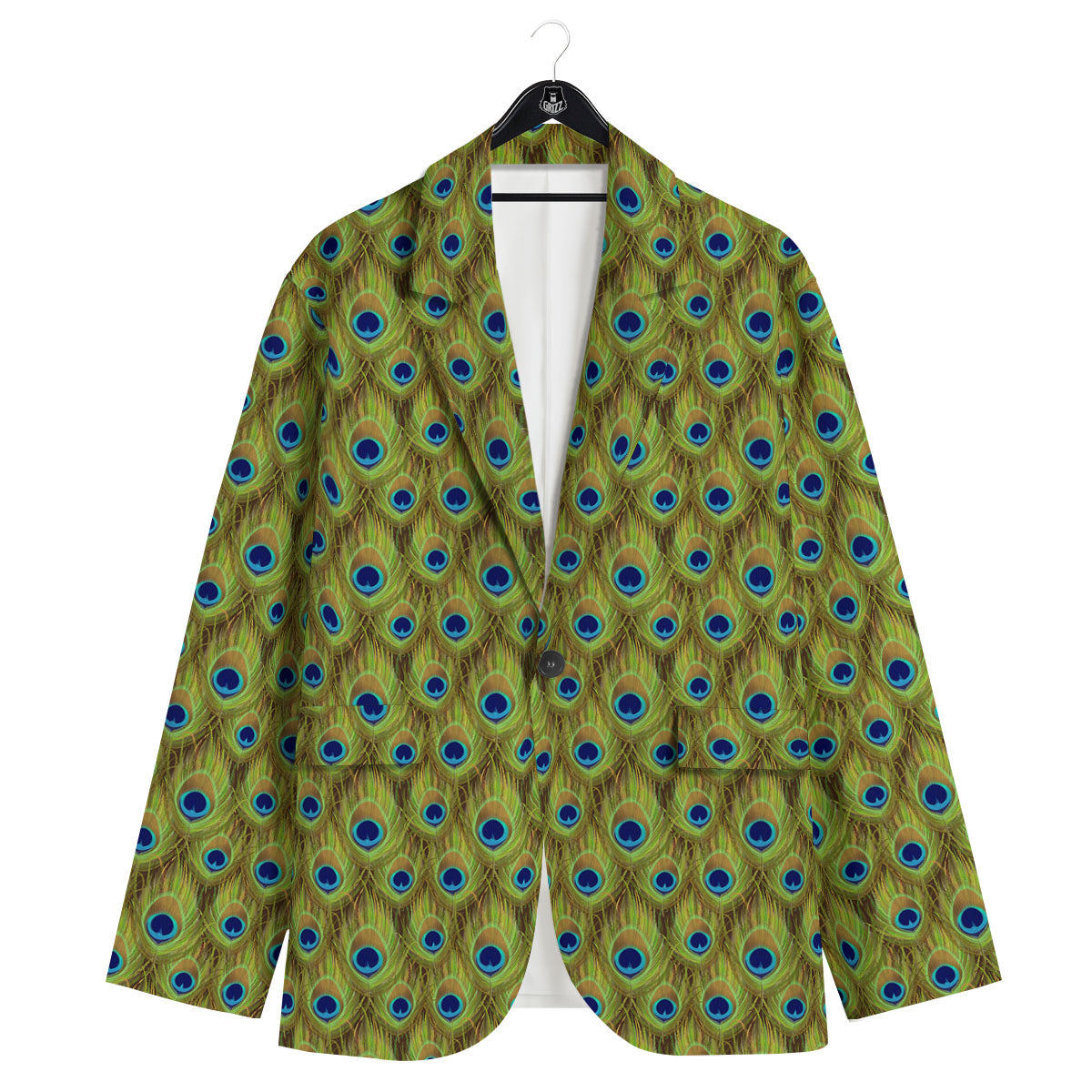 Peacock Feather Boho Print Pattern Men's Sport Coat-grizzshop
