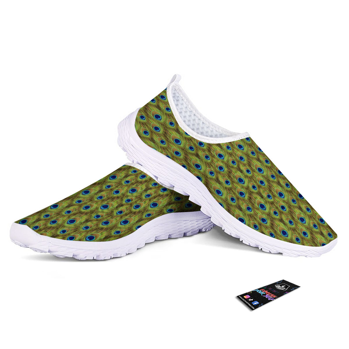 Peacock Feather Boho Print Pattern Nurse Shoes-grizzshop