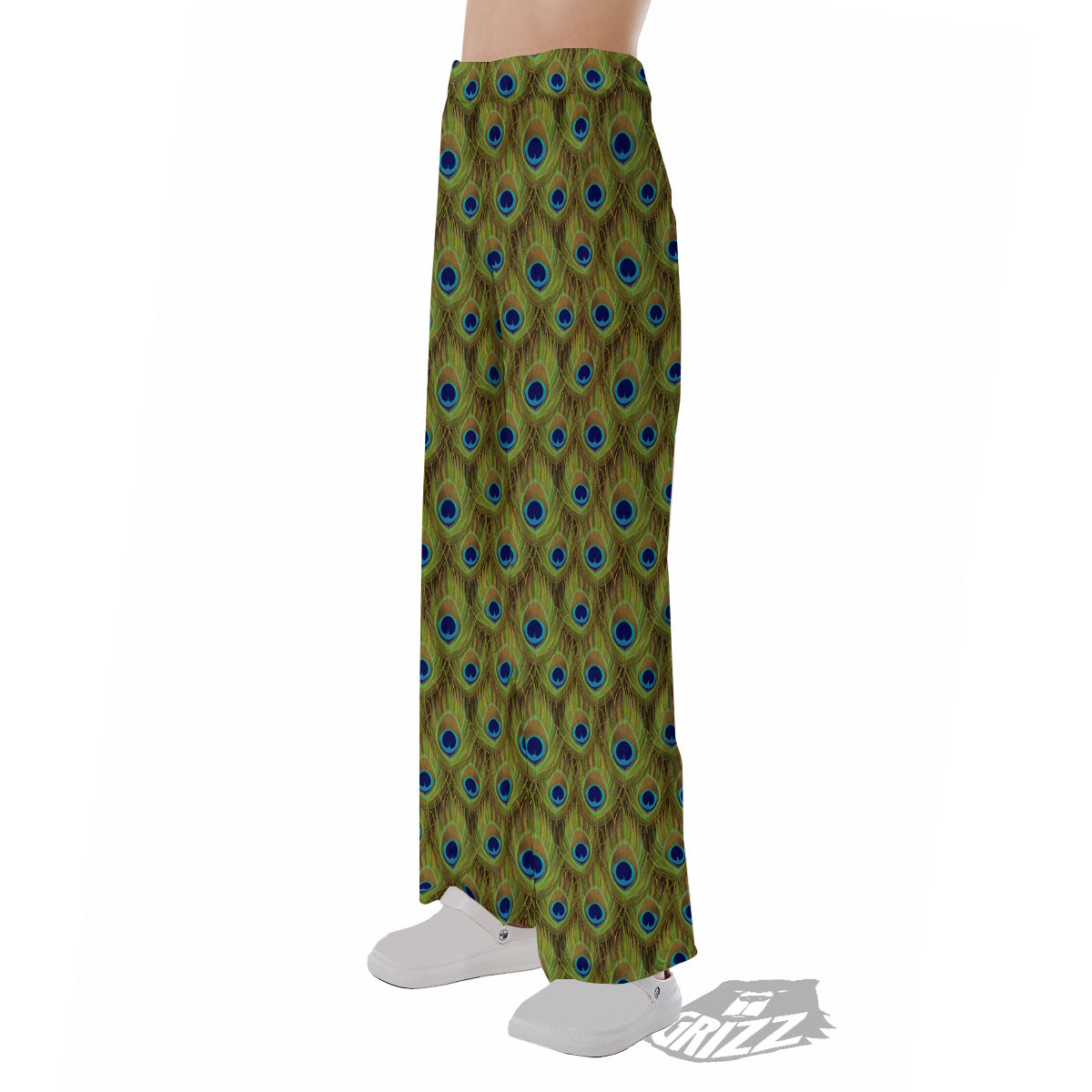 Peacock Feather Boho Print Pattern Pajama Pants-grizzshop