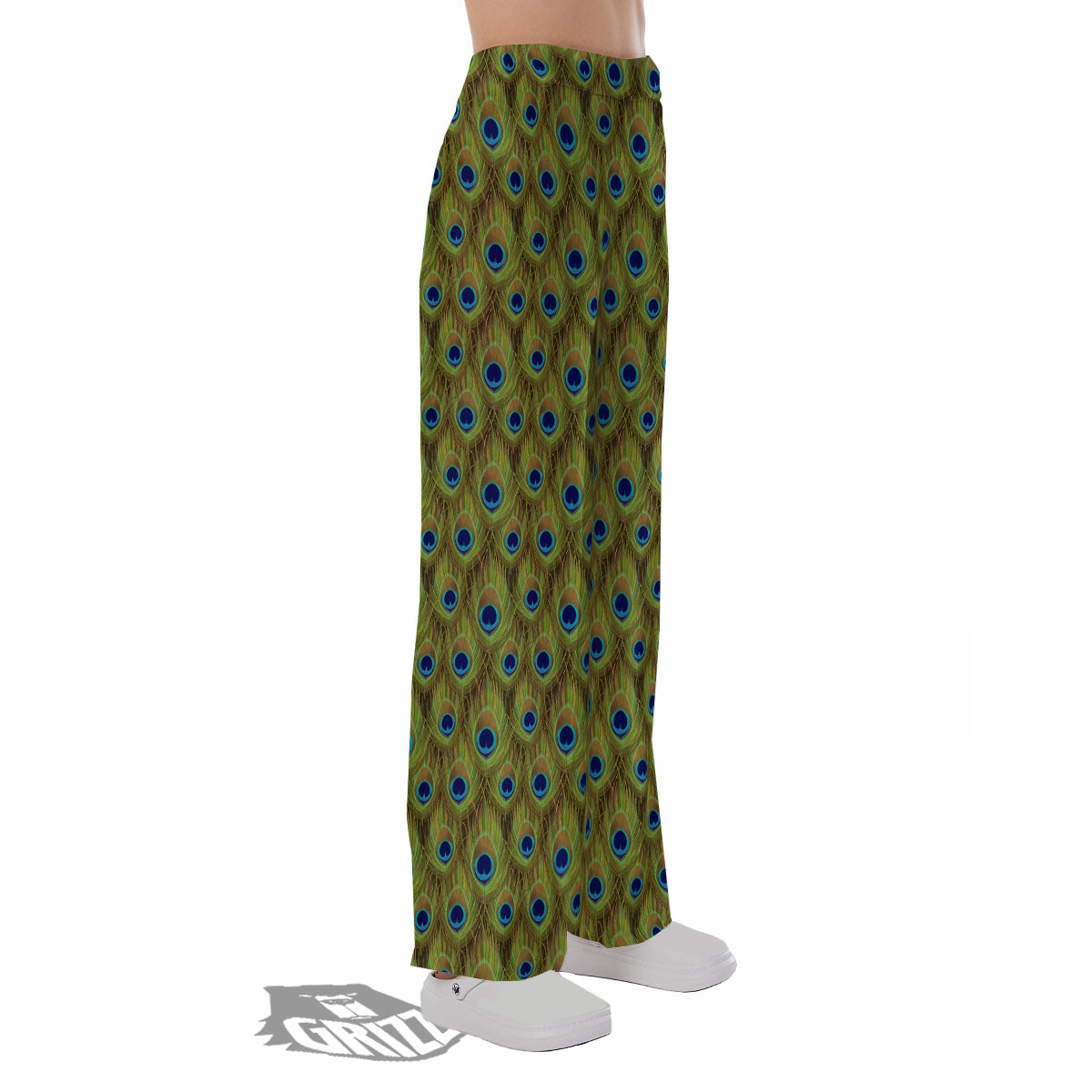 Peacock Feather Boho Print Pattern Pajama Pants-grizzshop