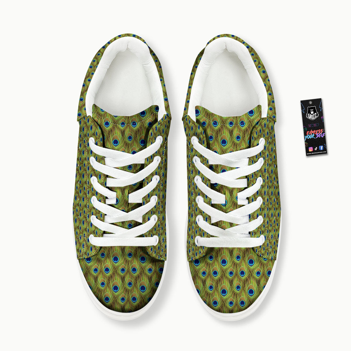 Peacock Feather Boho Print Pattern Platform Shoes-grizzshop