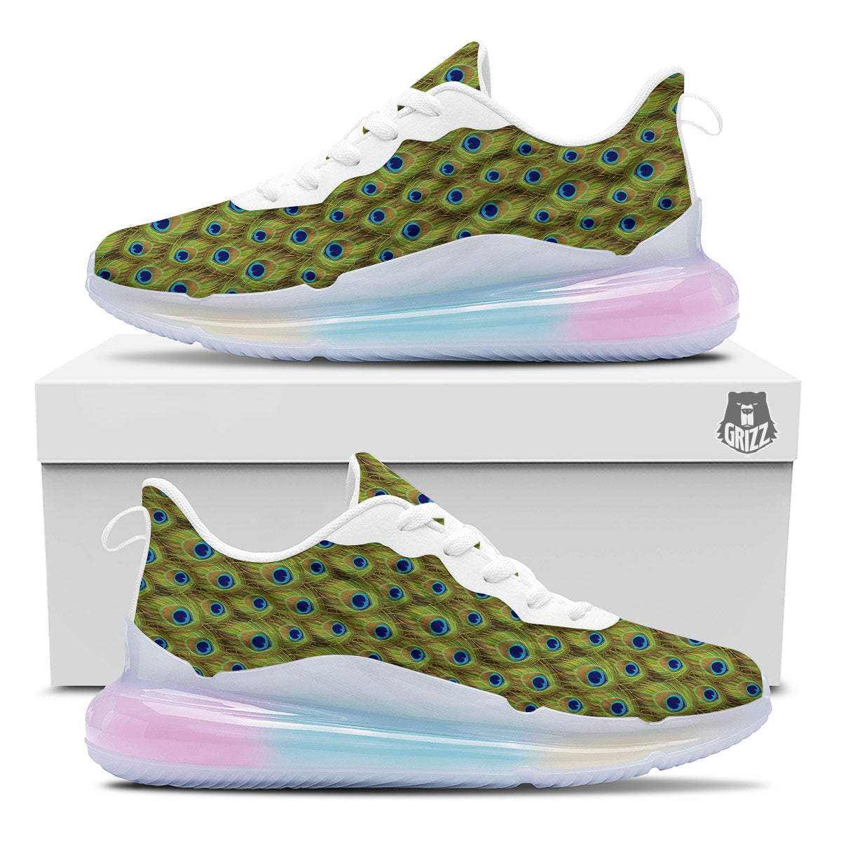 Peacock Feather Boho Print Pattern Running Sneakers-grizzshop