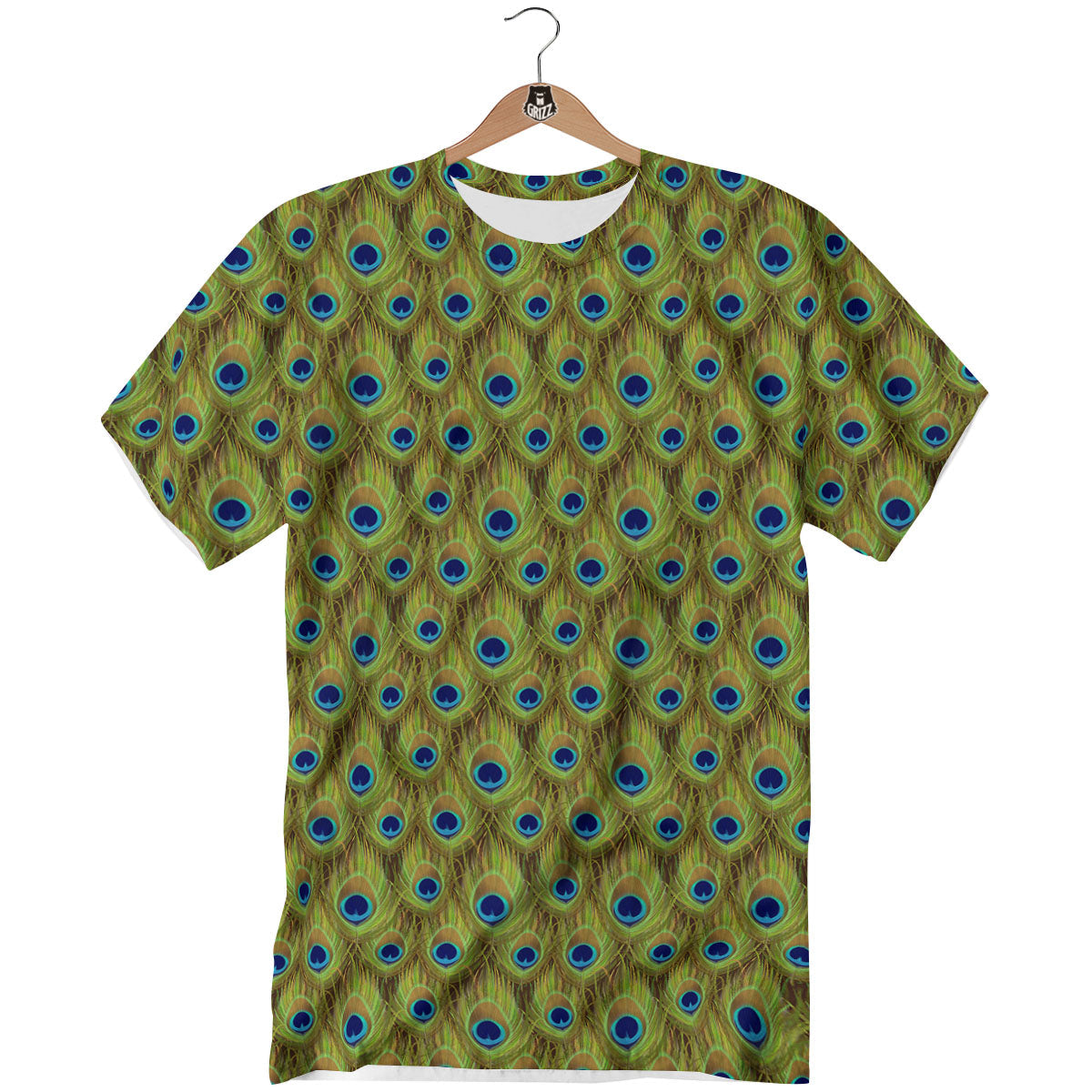 Peacock Feather Boho Print Pattern T-Shirt-grizzshop