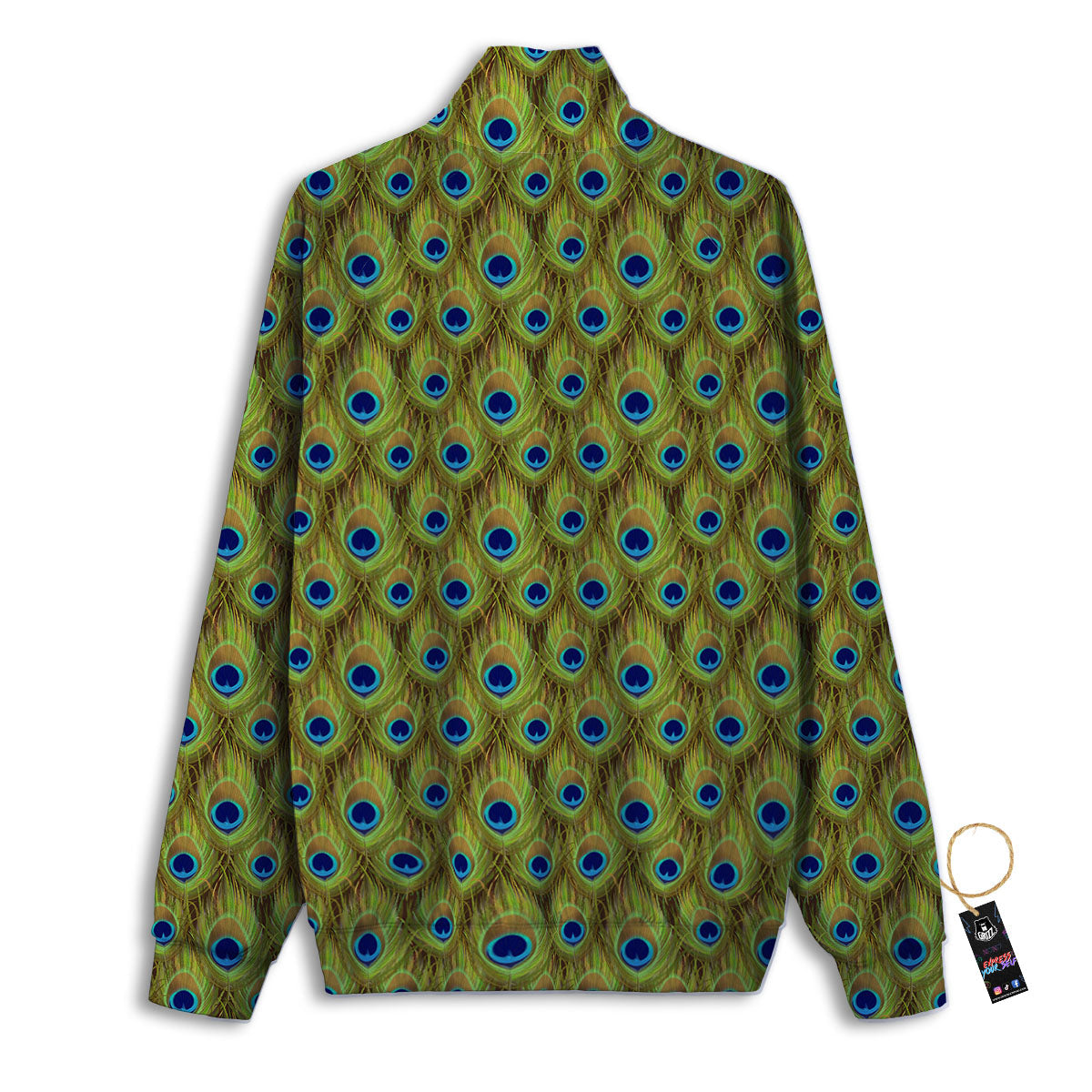 Peacock Feather Boho Print Pattern Track Jacket-grizzshop