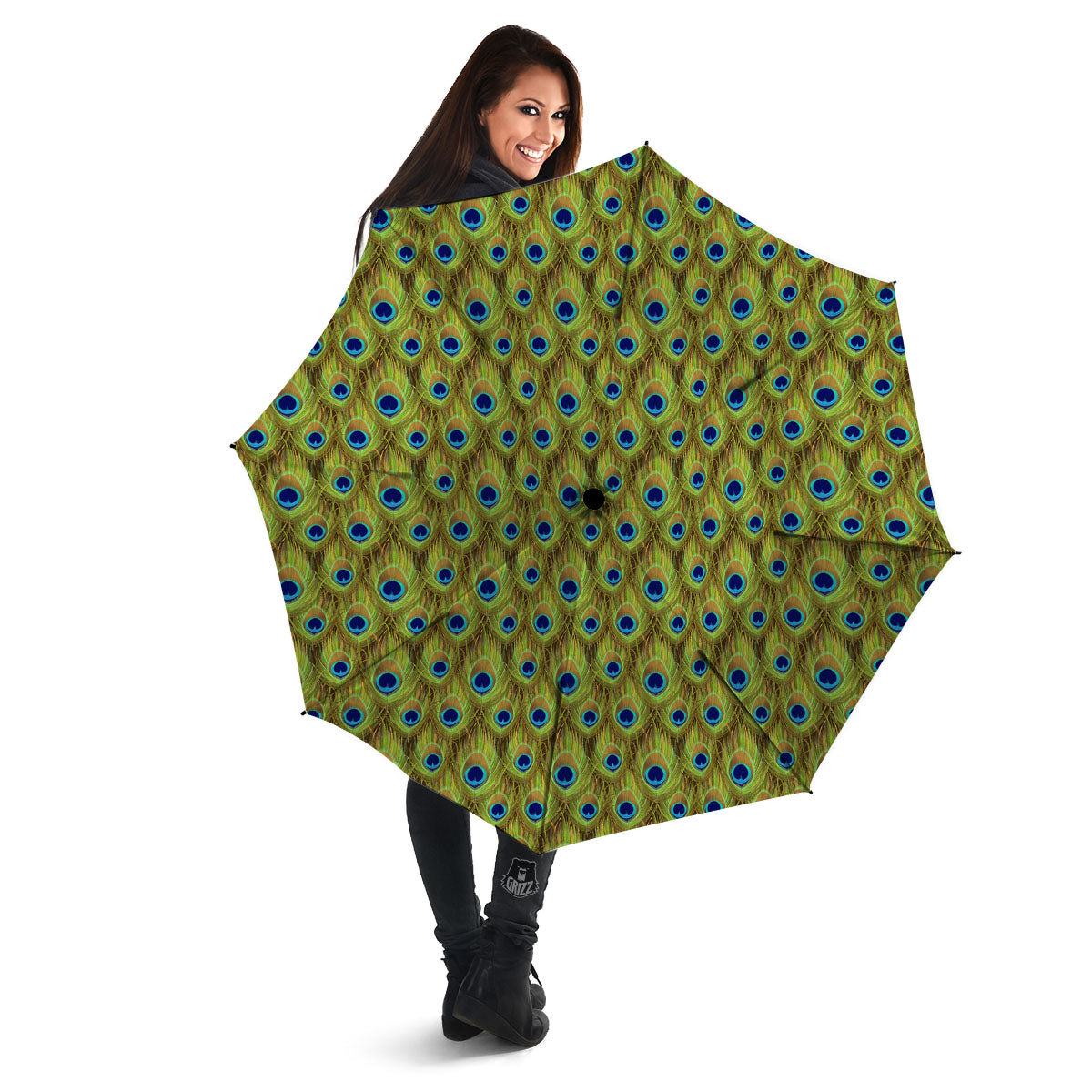 Peacock Feather Boho Print Pattern Umbrella-grizzshop