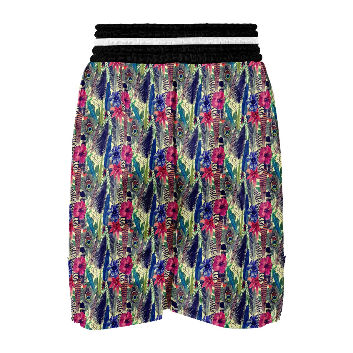 Peacock Feather Floral Pattern Print Boxing Shorts-grizzshop