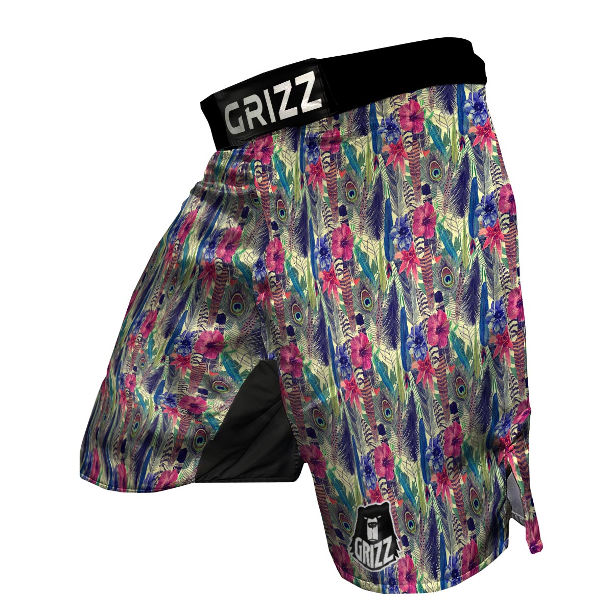 Peacock Feather Floral Pattern Print MMA Shorts-grizzshop