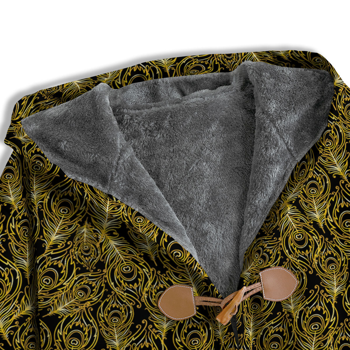 Peacock Feather Gold And Black Print Men's Windbreaker Jacket-grizzshop