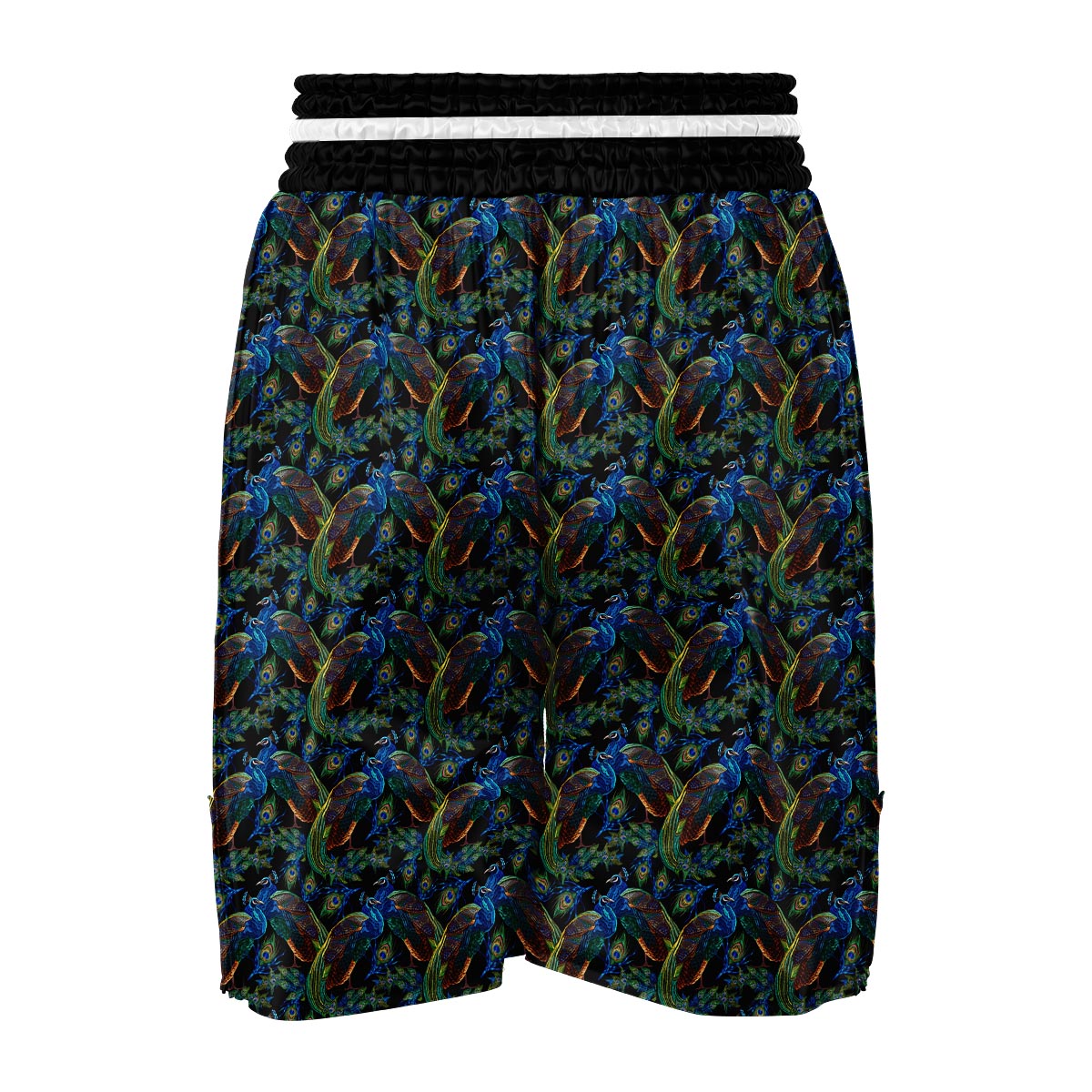 Peacock Feather Pattern Print Boxing Shorts-grizzshop