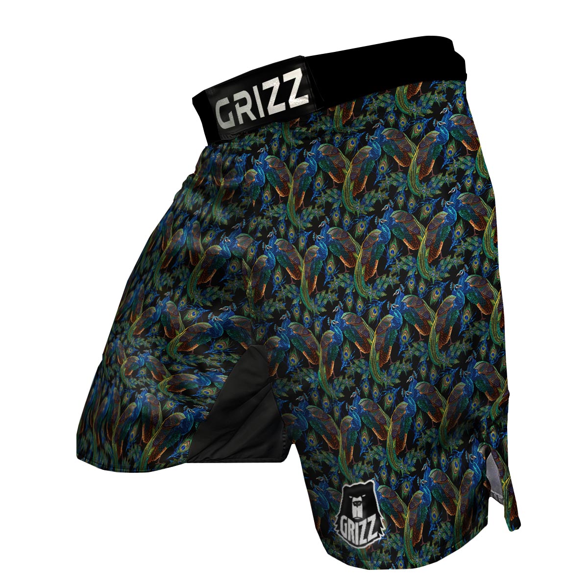 Peacock Feather Pattern Print MMA Shorts-grizzshop