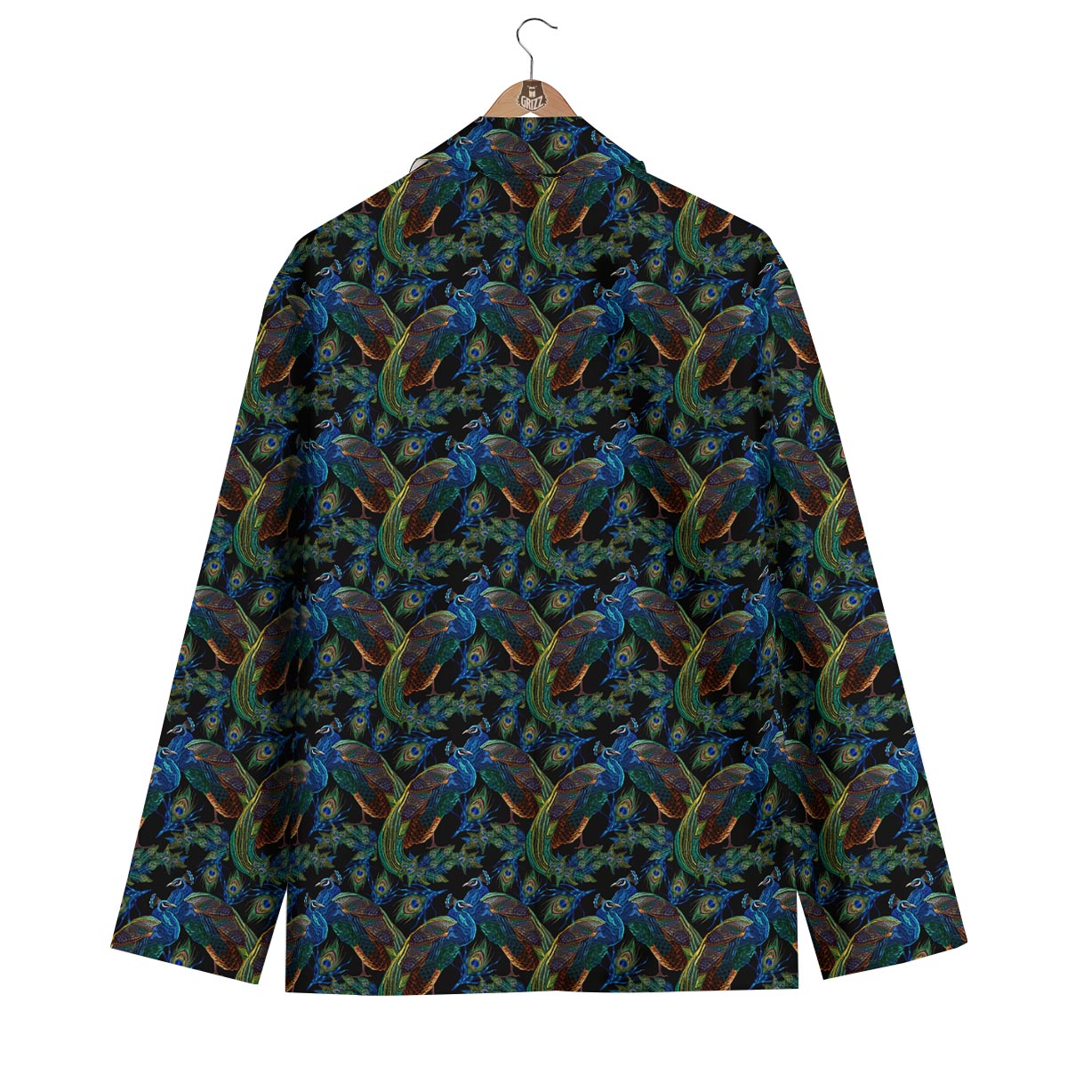 Peacock Feather Pattern Print Men's Blazer-grizzshop