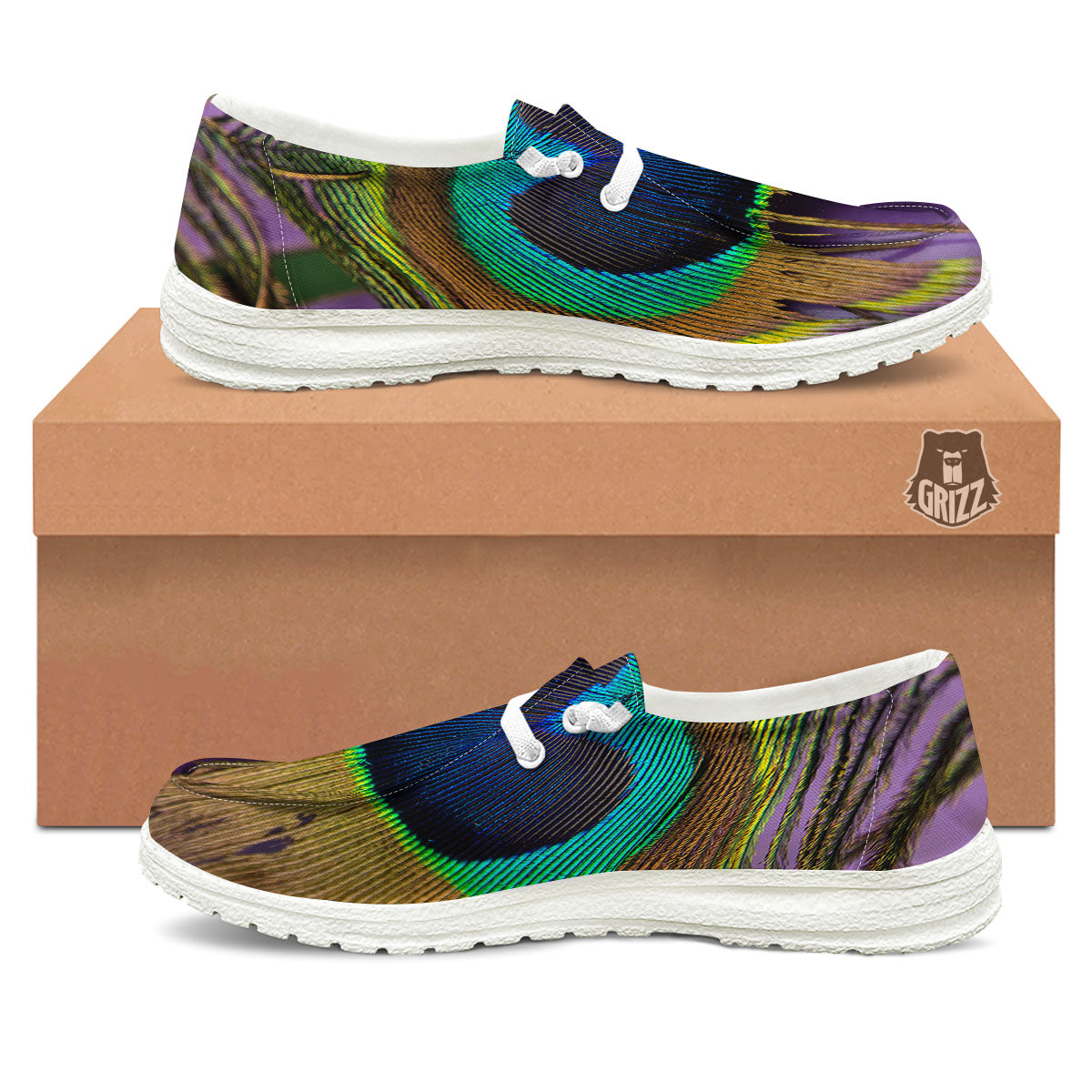 Peacock Feather Purple Bohemian Print Black Loafers-grizzshop