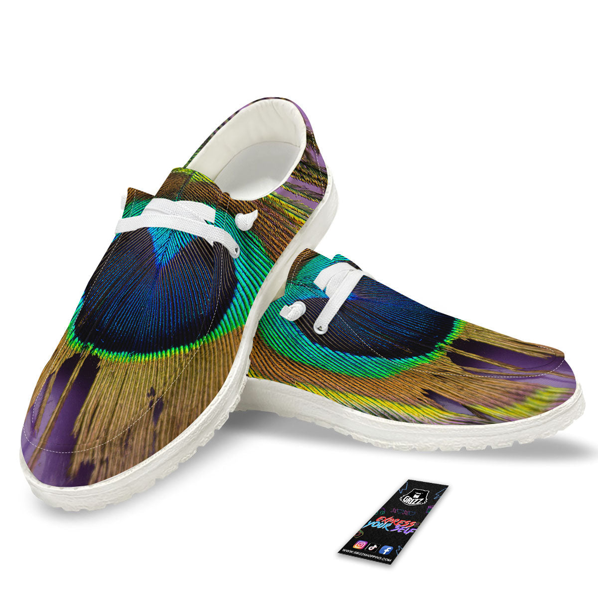 Peacock Feather Purple Bohemian Print Black Loafers-grizzshop