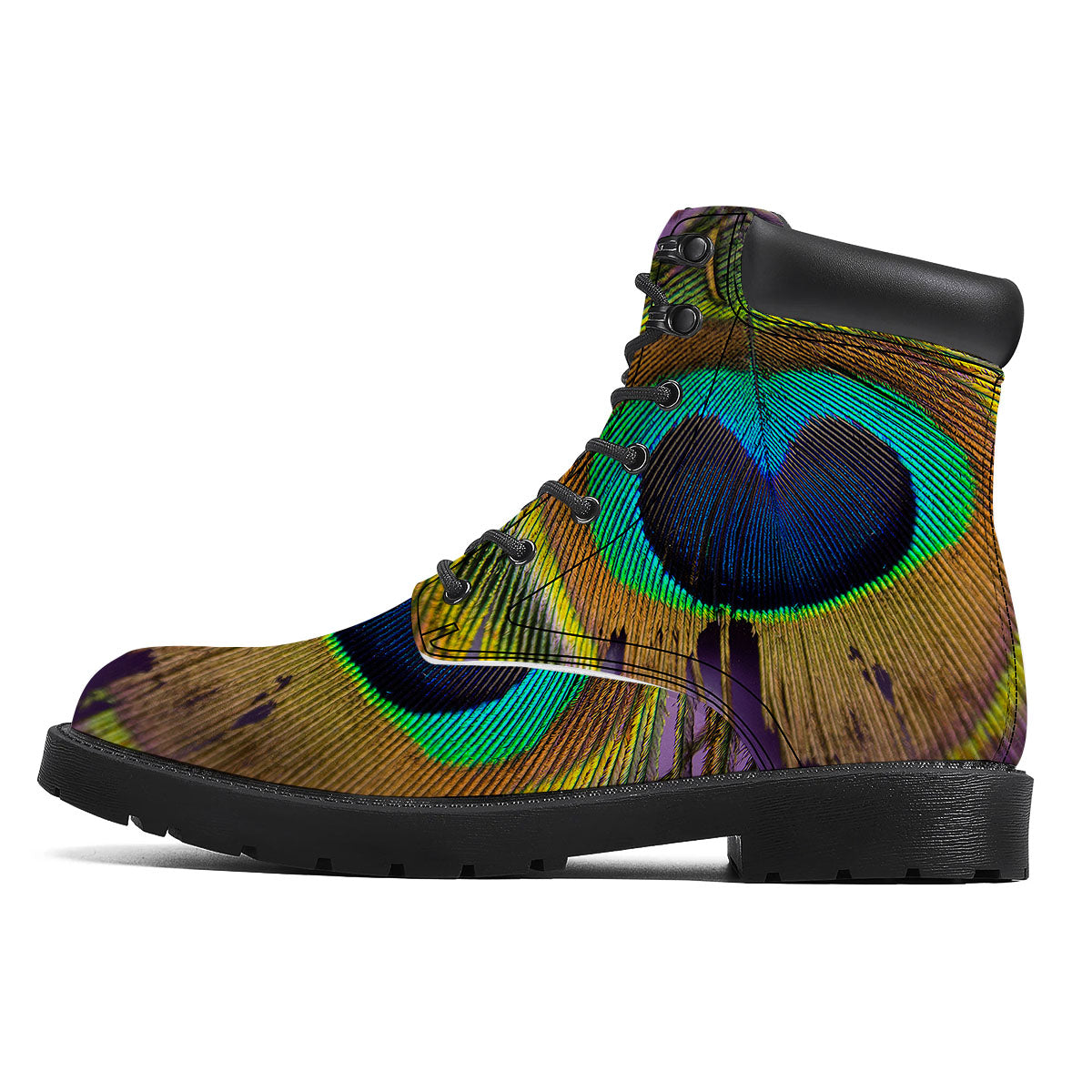 Peacock Feather Purple Bohemian Print Boots-grizzshop