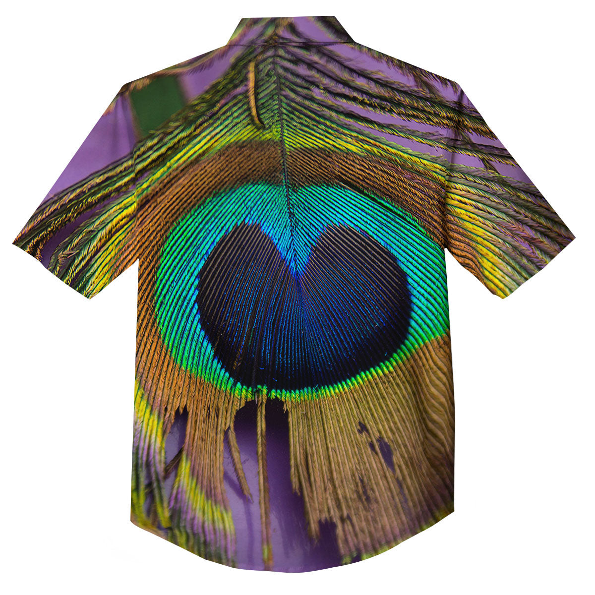 Peacock Feather Purple Bohemian Print Button Up Shirt-grizzshop