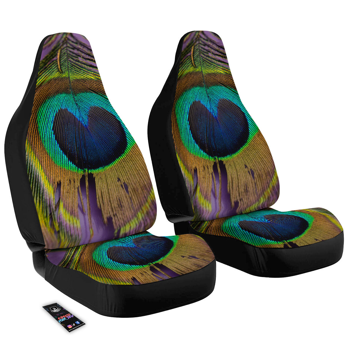 Peacock Feather Purple Bohemian Print Car Seat Covers-grizzshop