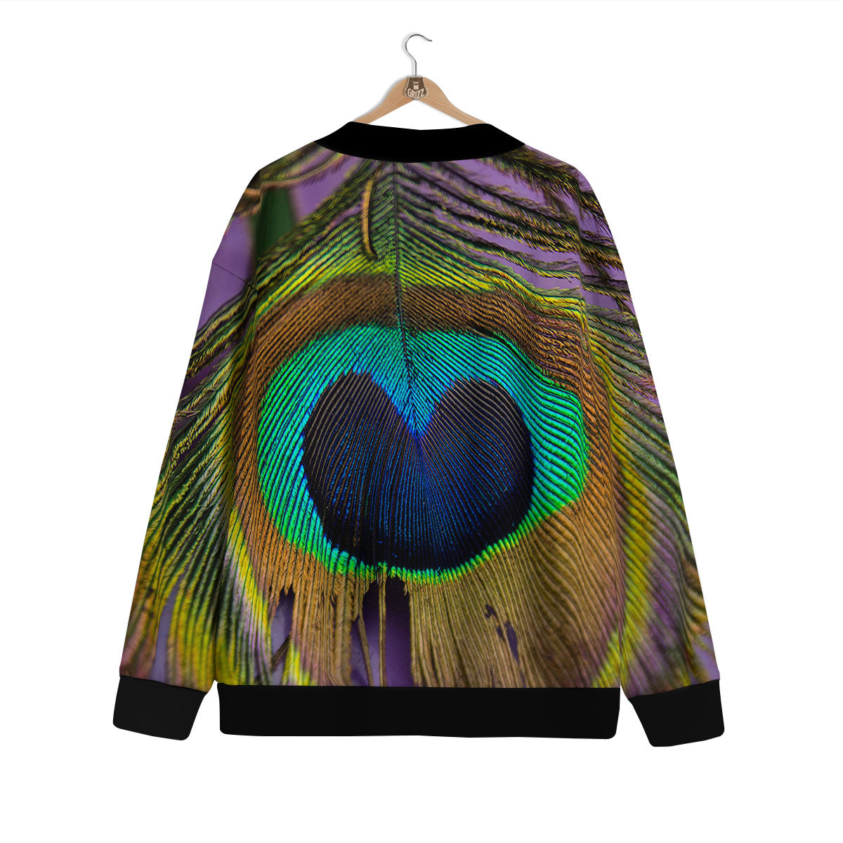 Peacock Feather Purple Bohemian Print Cardigan-grizzshop
