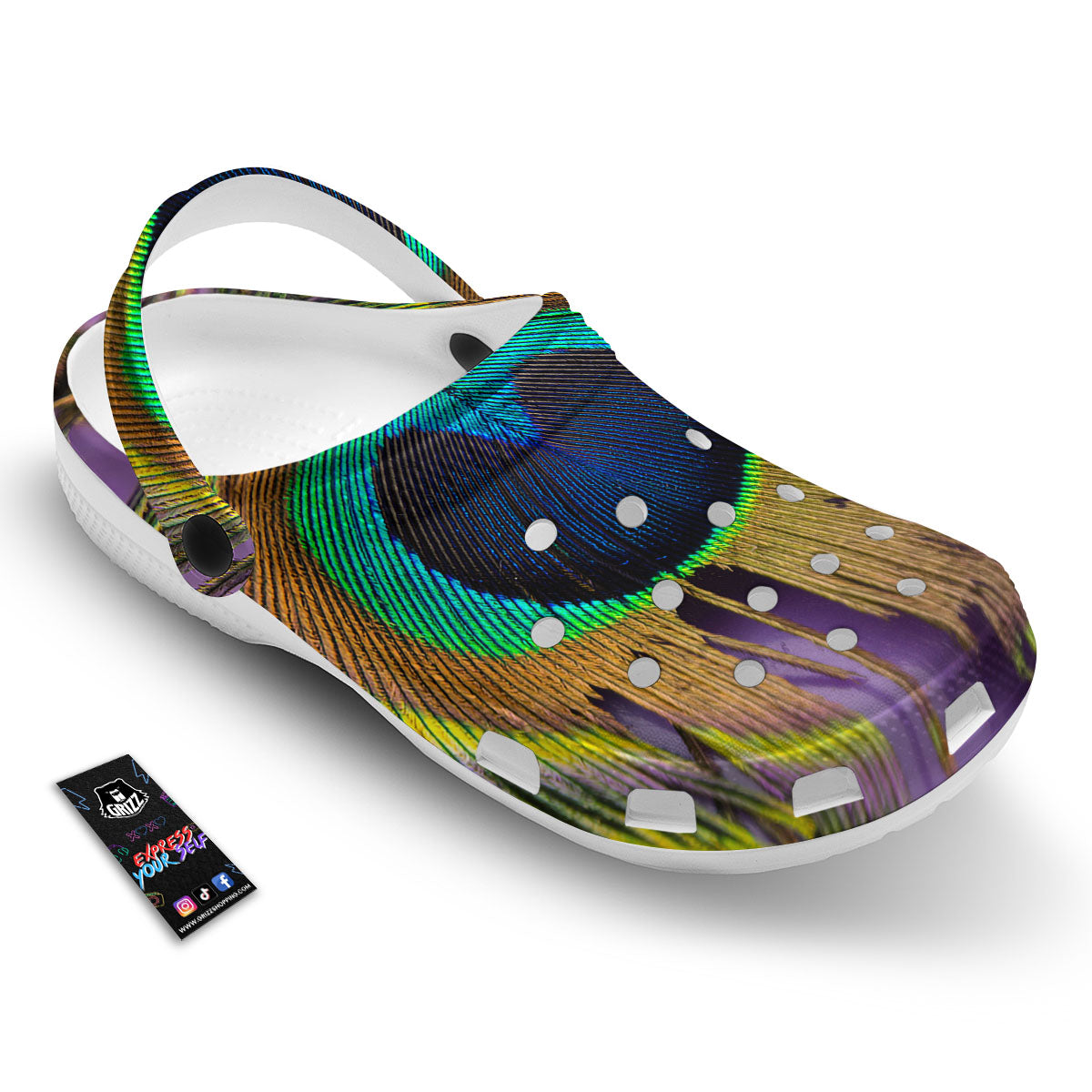 Peacock Feather Purple Bohemian Print Clog-grizzshop