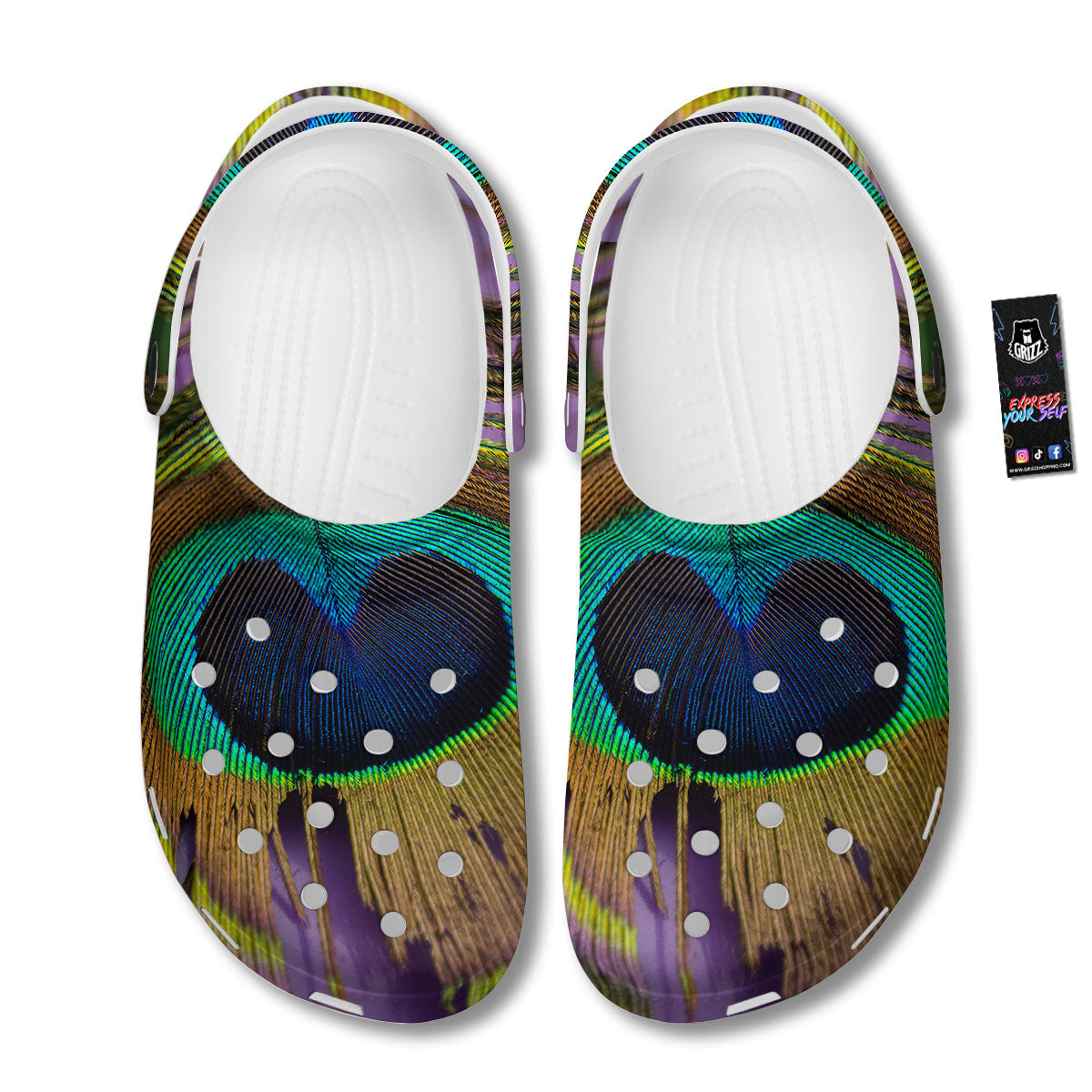 Peacock Feather Purple Bohemian Print Clog-grizzshop