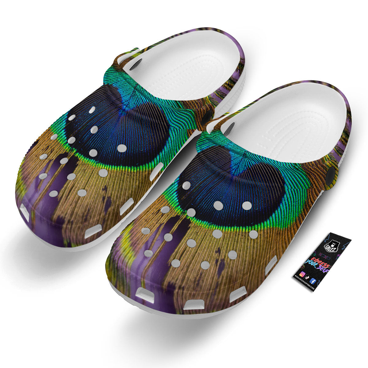 Peacock Feather Purple Bohemian Print Clog-grizzshop