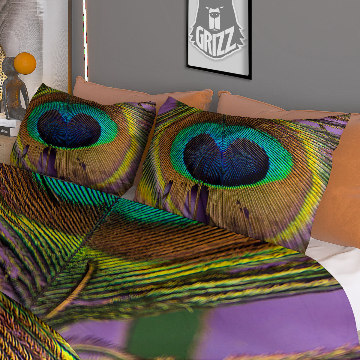 Papaya Tropical Print Pattern Duvet Cover Bedding Set