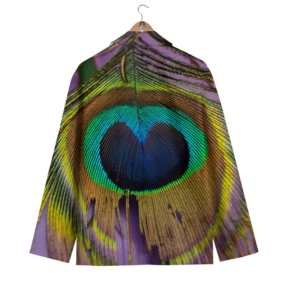 Peacock Feather Purple Bohemian Print Men's Blazer-grizzshop
