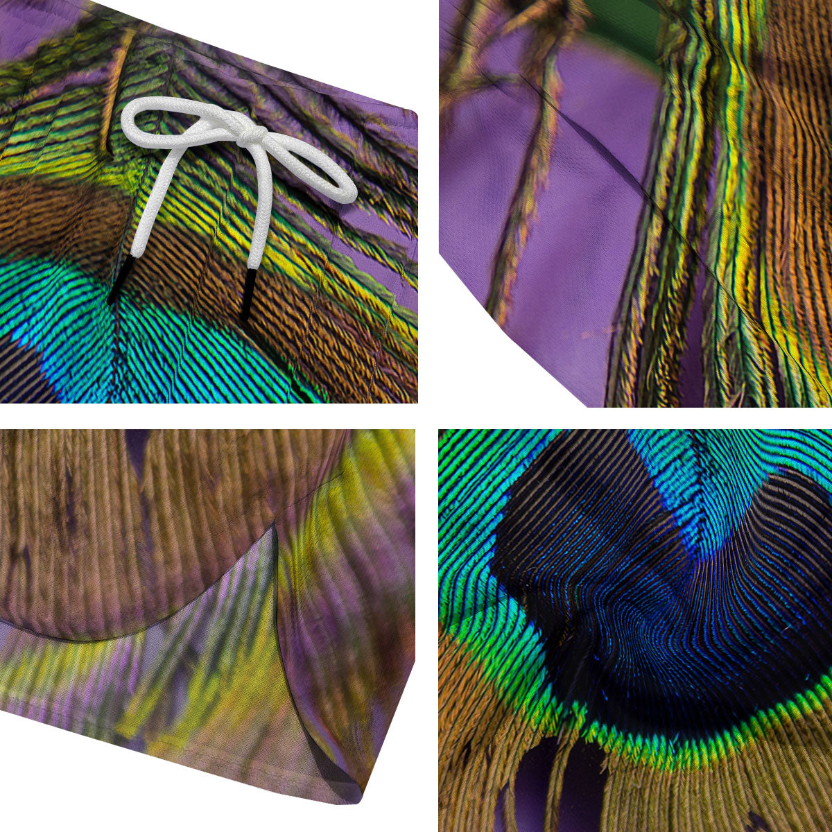 Peacock Feather Purple Bohemian Print Men's Running Shorts-grizzshop