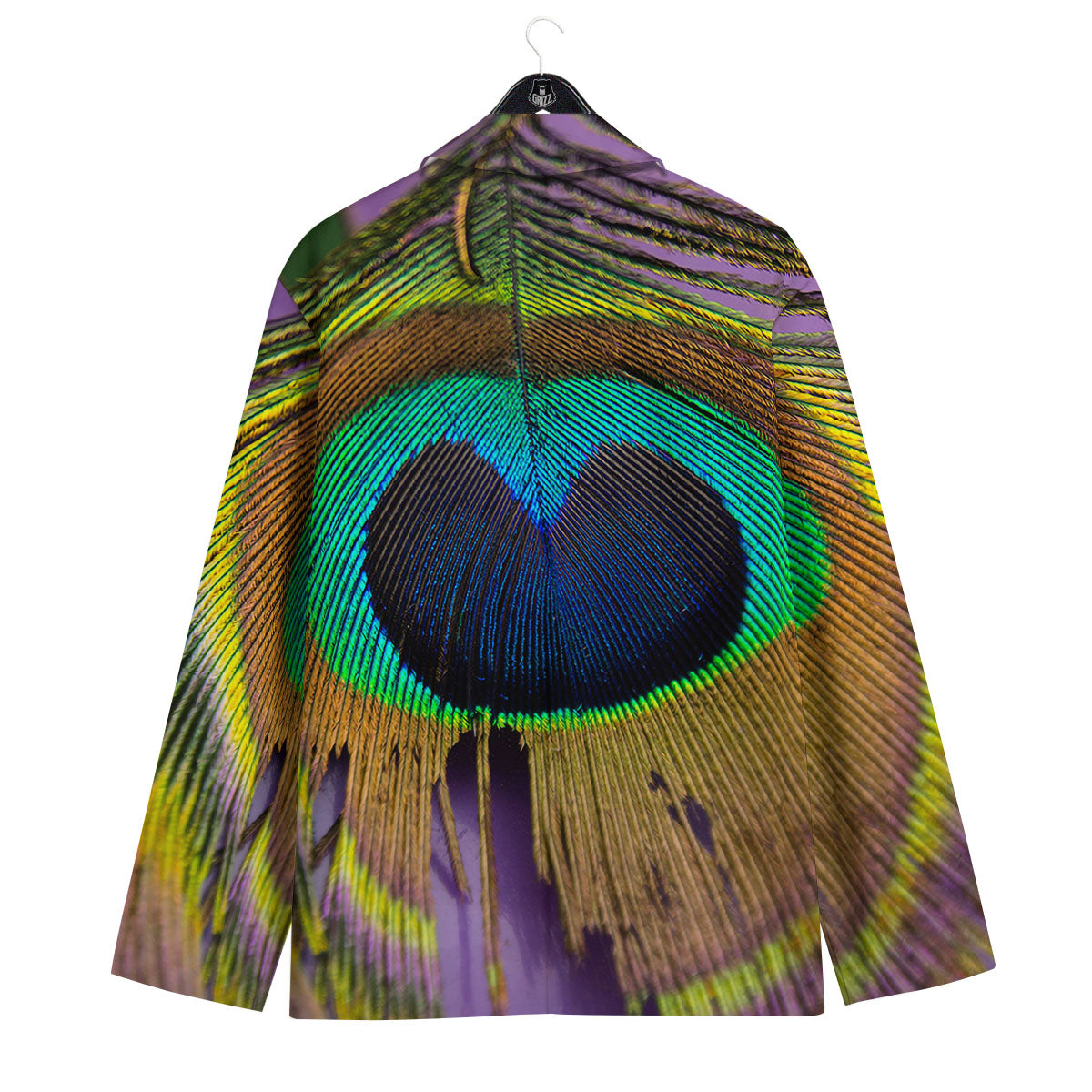 Peacock Feather Purple Bohemian Print Men's Sport Coat-grizzshop