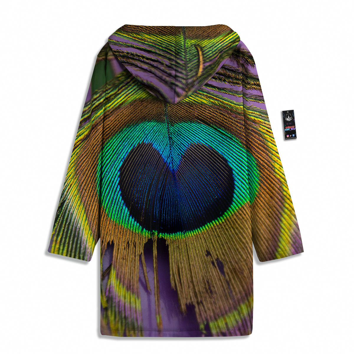 Peacock Feather Purple Bohemian Print Men's Windbreaker Jacket-grizzshop
