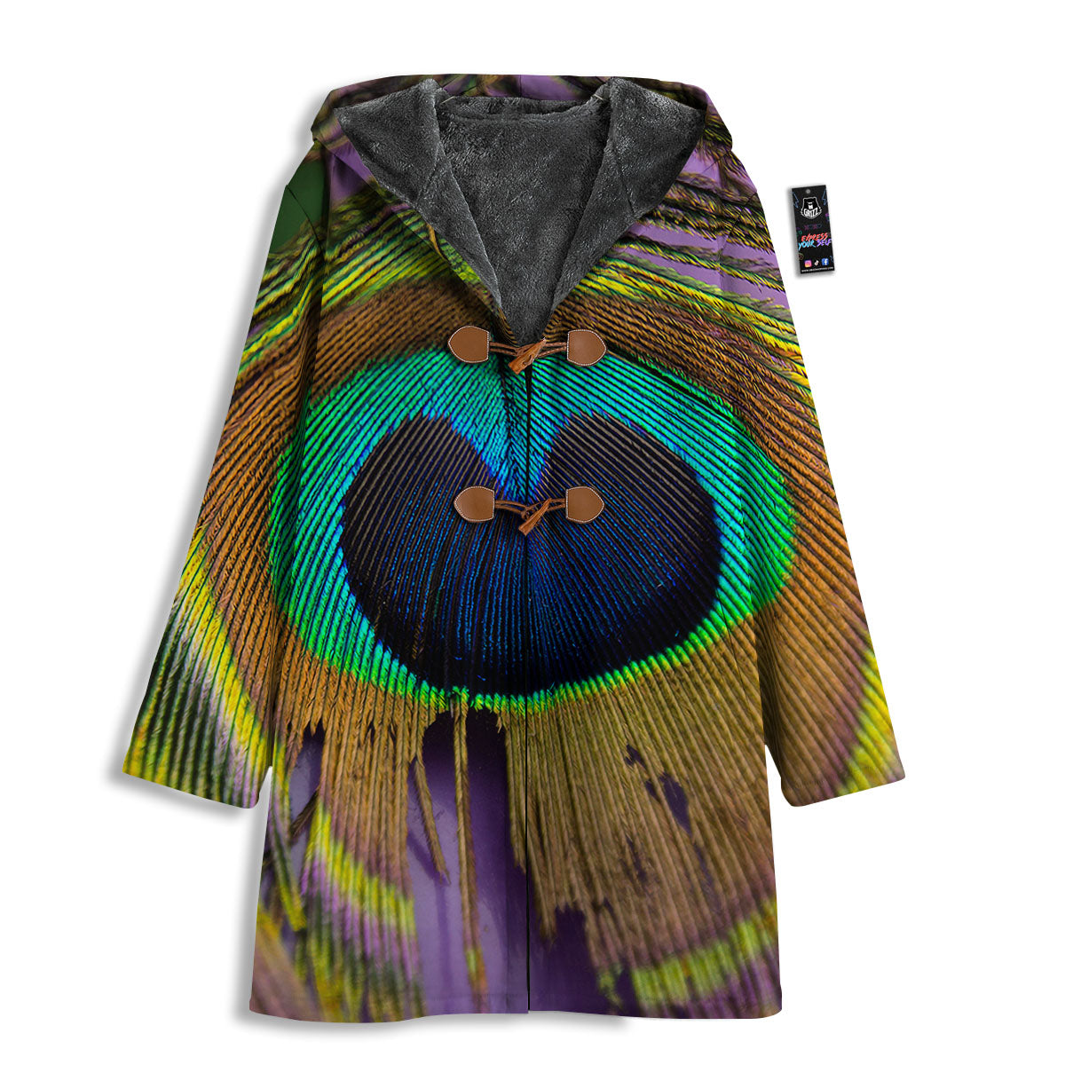 Peacock Feather Purple Bohemian Print Men's Windbreaker Jacket-grizzshop