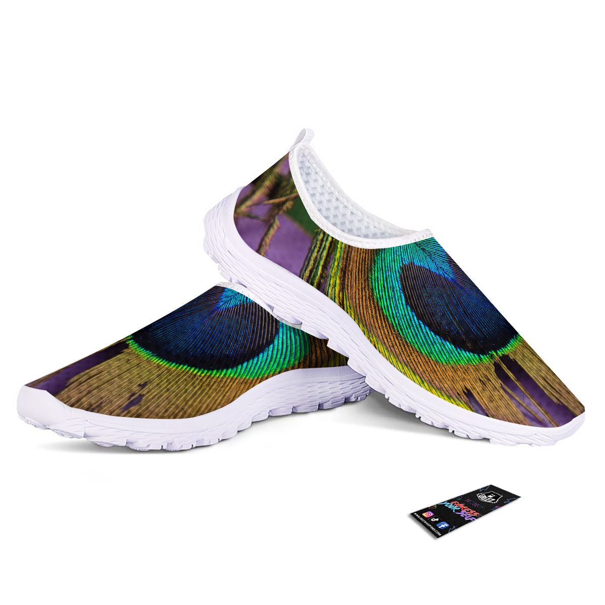 Peacock Feather Purple Bohemian Print Nurse Shoes-grizzshop