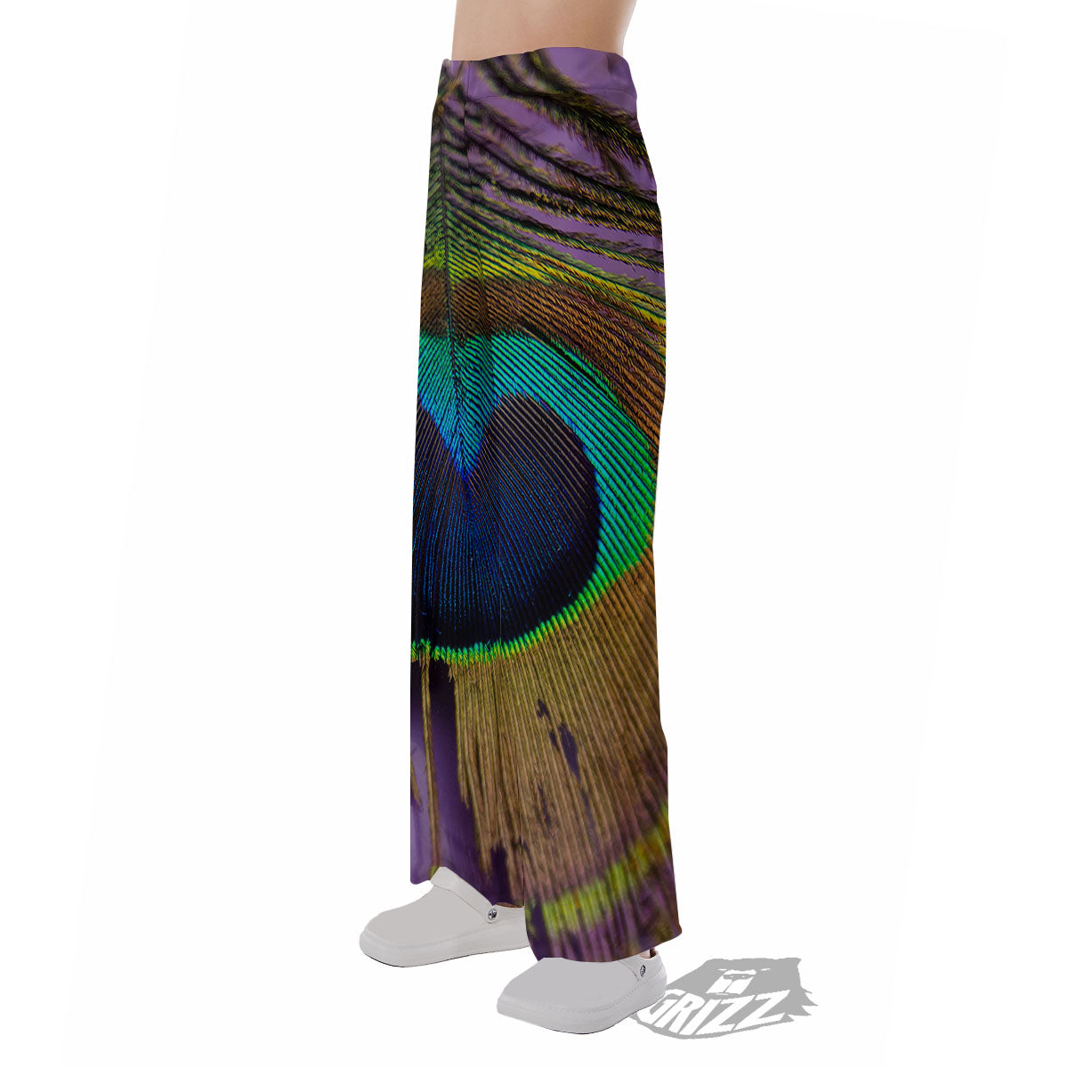 Peacock Feather Purple Bohemian Print Pajama Pants-grizzshop