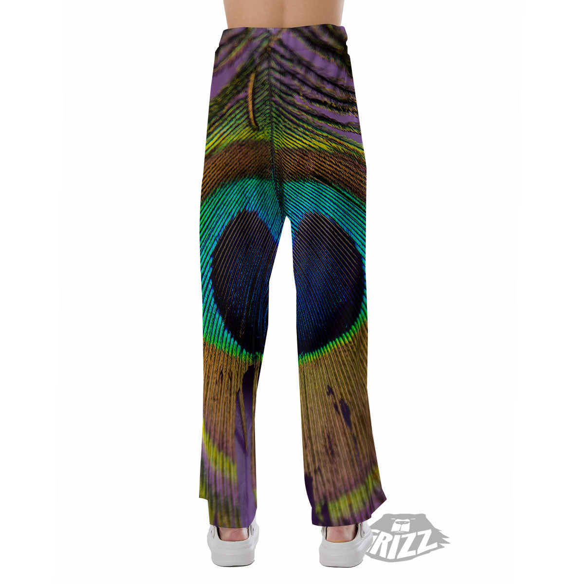 Peacock Feather Purple Bohemian Print Pajama Pants-grizzshop