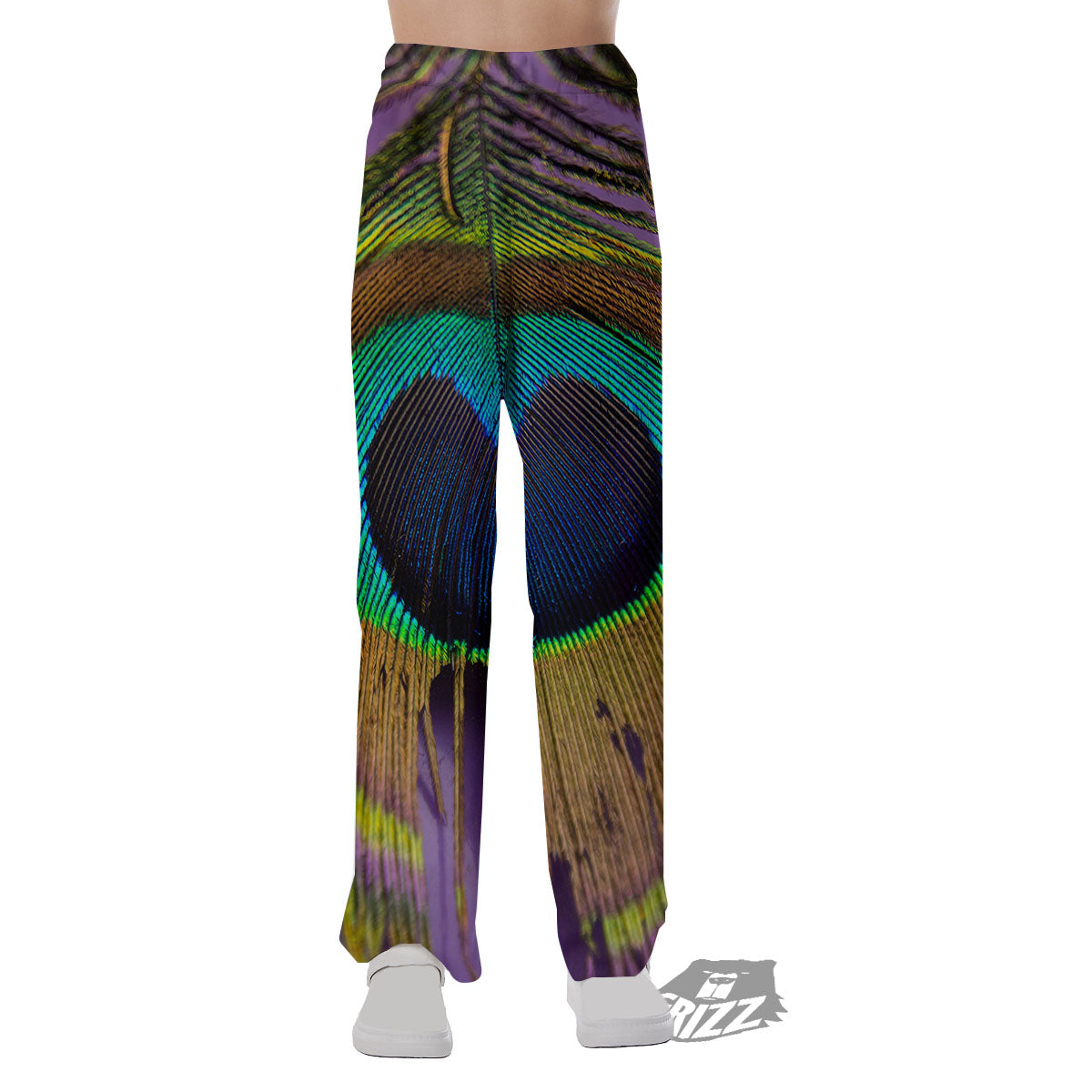 Peacock Feather Purple Bohemian Print Pajama Pants-grizzshop