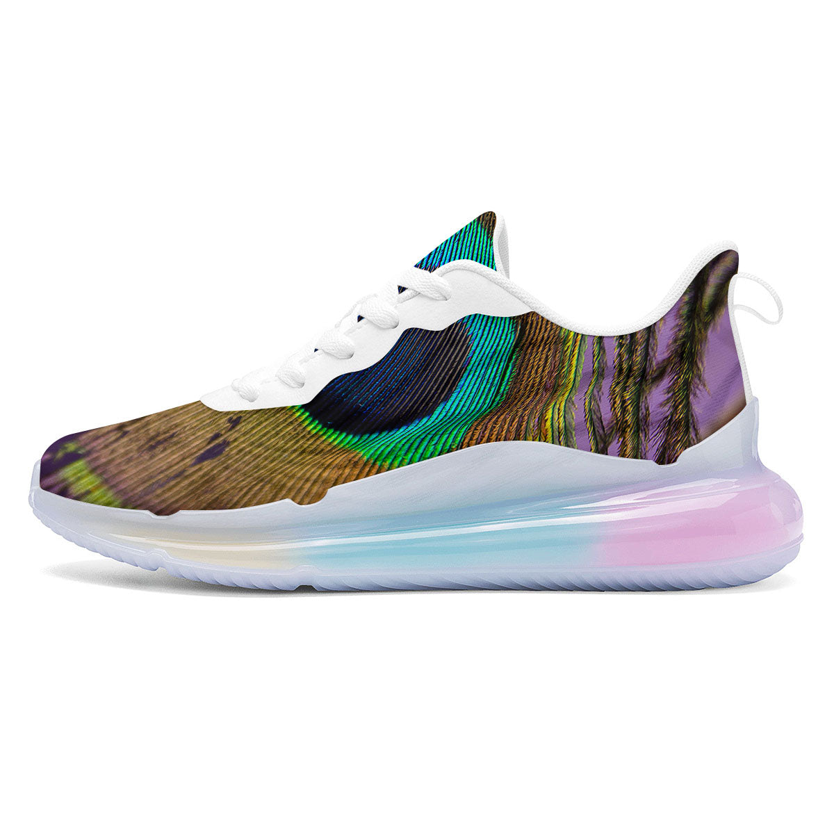 Peacock Feather Purple Bohemian Print Running Sneakers-grizzshop