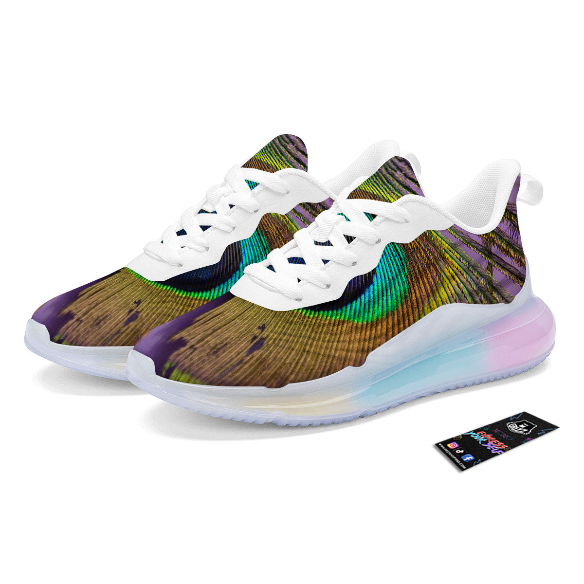 Peacock Feather Purple Bohemian Print Running Sneakers-grizzshop