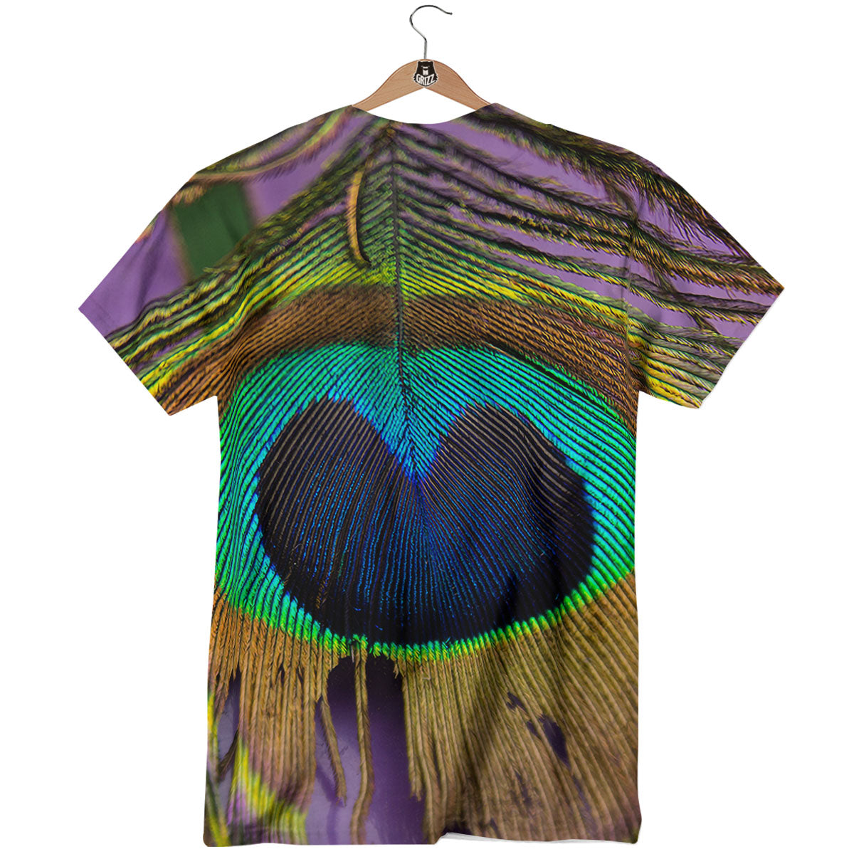 Peacock Feather Purple Bohemian Print T-Shirt-grizzshop