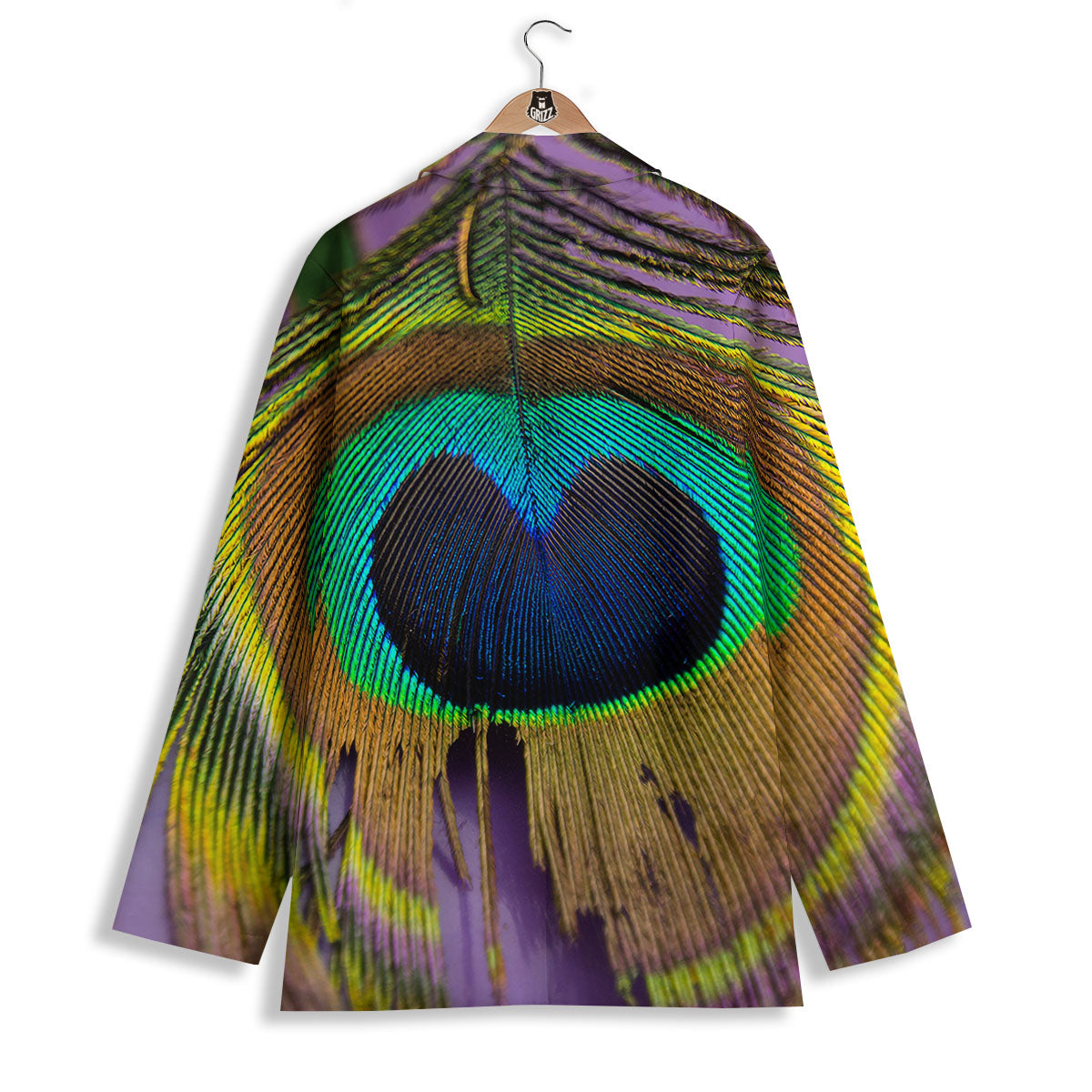 Peacock Feather Purple Bohemian Print Women's Blazer-grizzshop