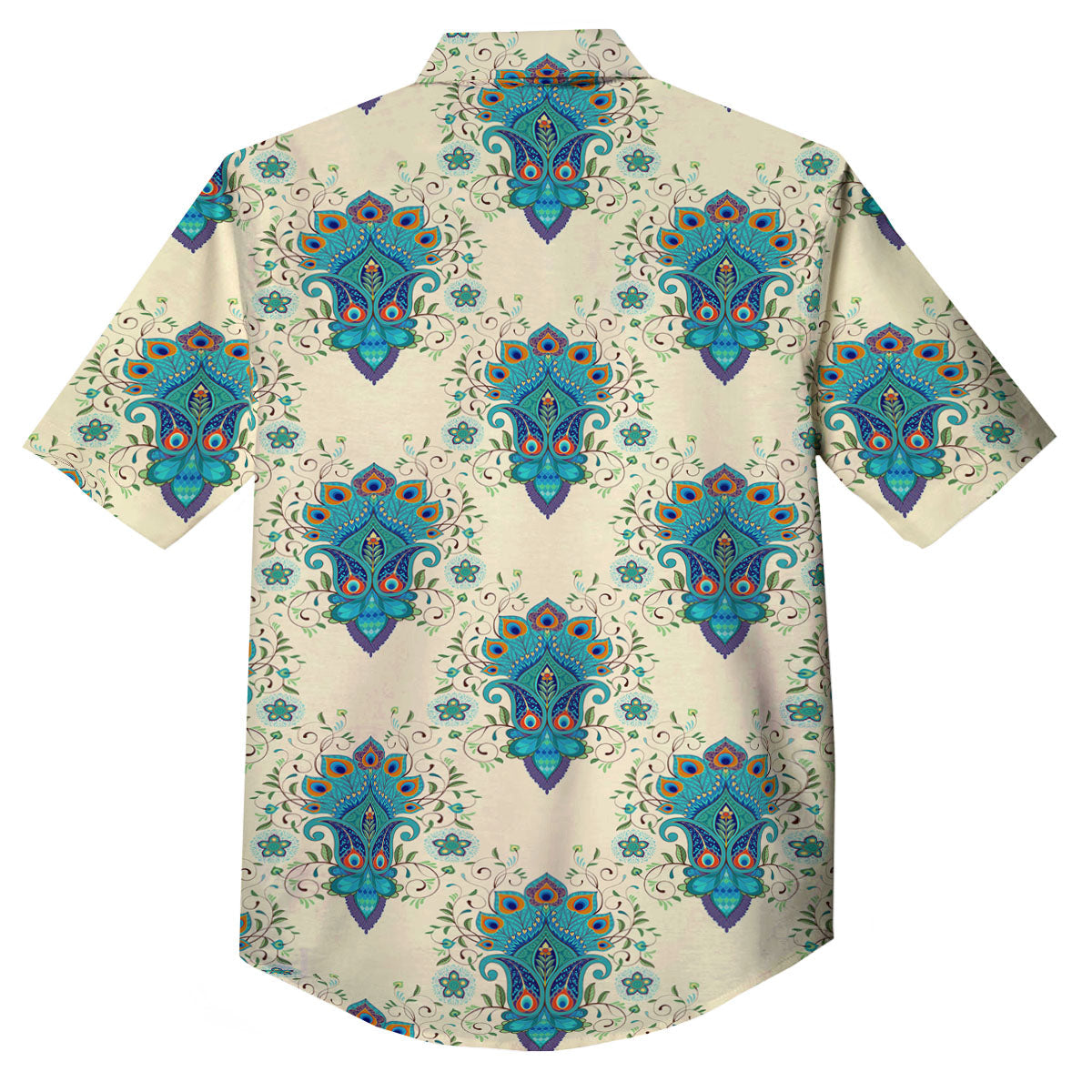 Peacock Feather Vintage Print Pattern Button Up Shirt-grizzshop