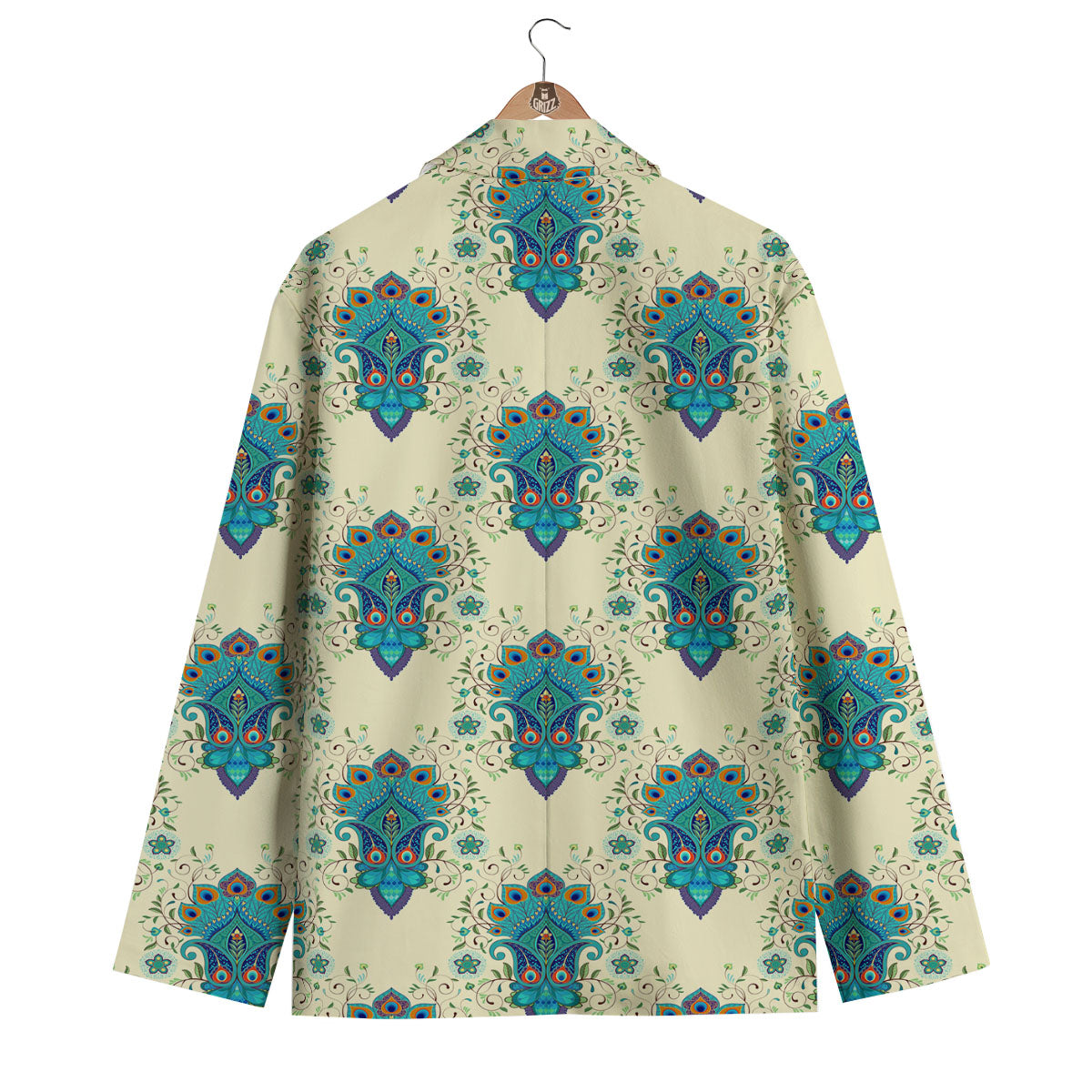 Peacock Feather Vintage Print Pattern Men's Blazer-grizzshop