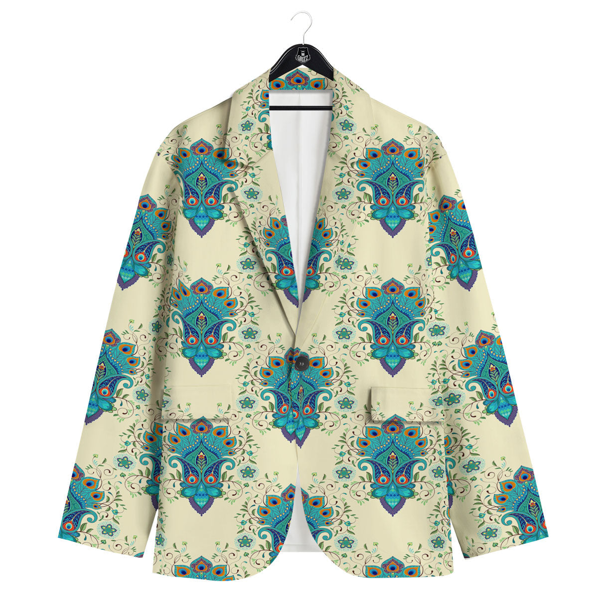 Peacock Feather Vintage Print Pattern Men's Sport Coat-grizzshop
